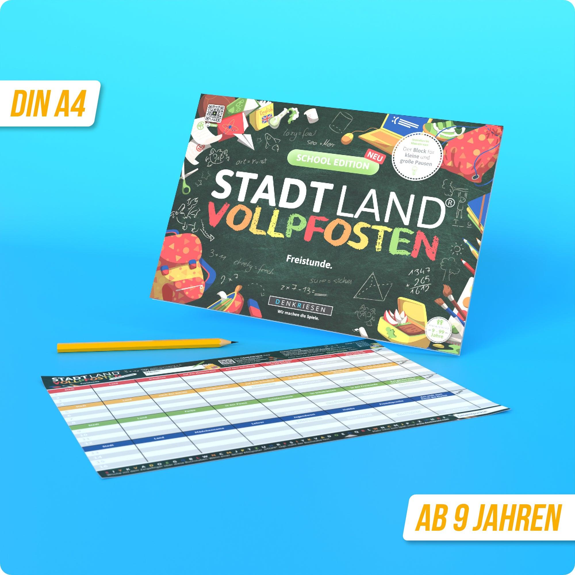 Produktbild Denkriesen - Stadt Land Vollpfosten® School Edition –"Freistunde."| A4 Spielblock 5 von 6