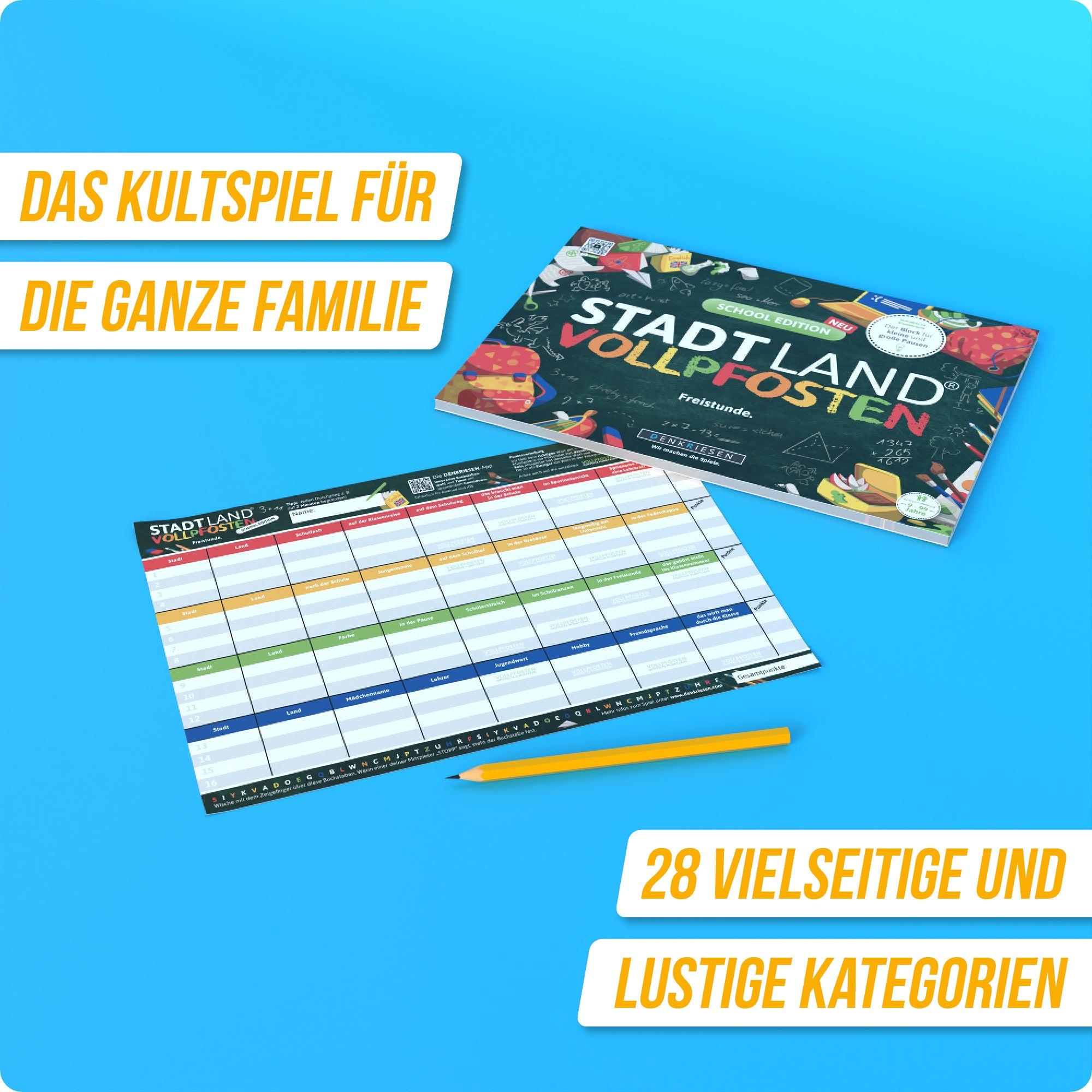 Produktbild Denkriesen - Stadt Land Vollpfosten® School Edition –"Freistunde."| A4 Spielblock 4 von 6