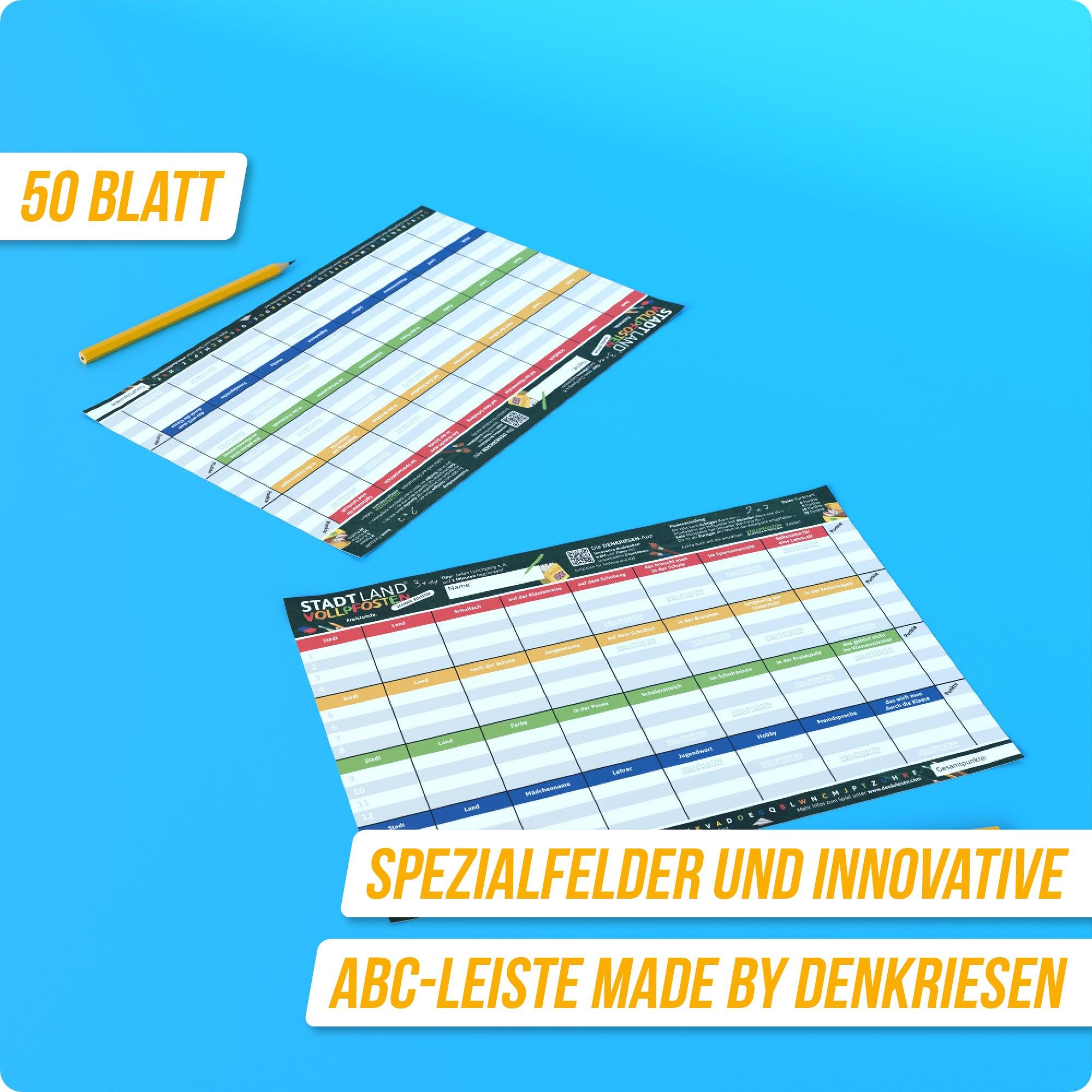 Produktbild Denkriesen - Stadt Land Vollpfosten® School Edition –"Freistunde."| A4 Spielblock 3 von 6
