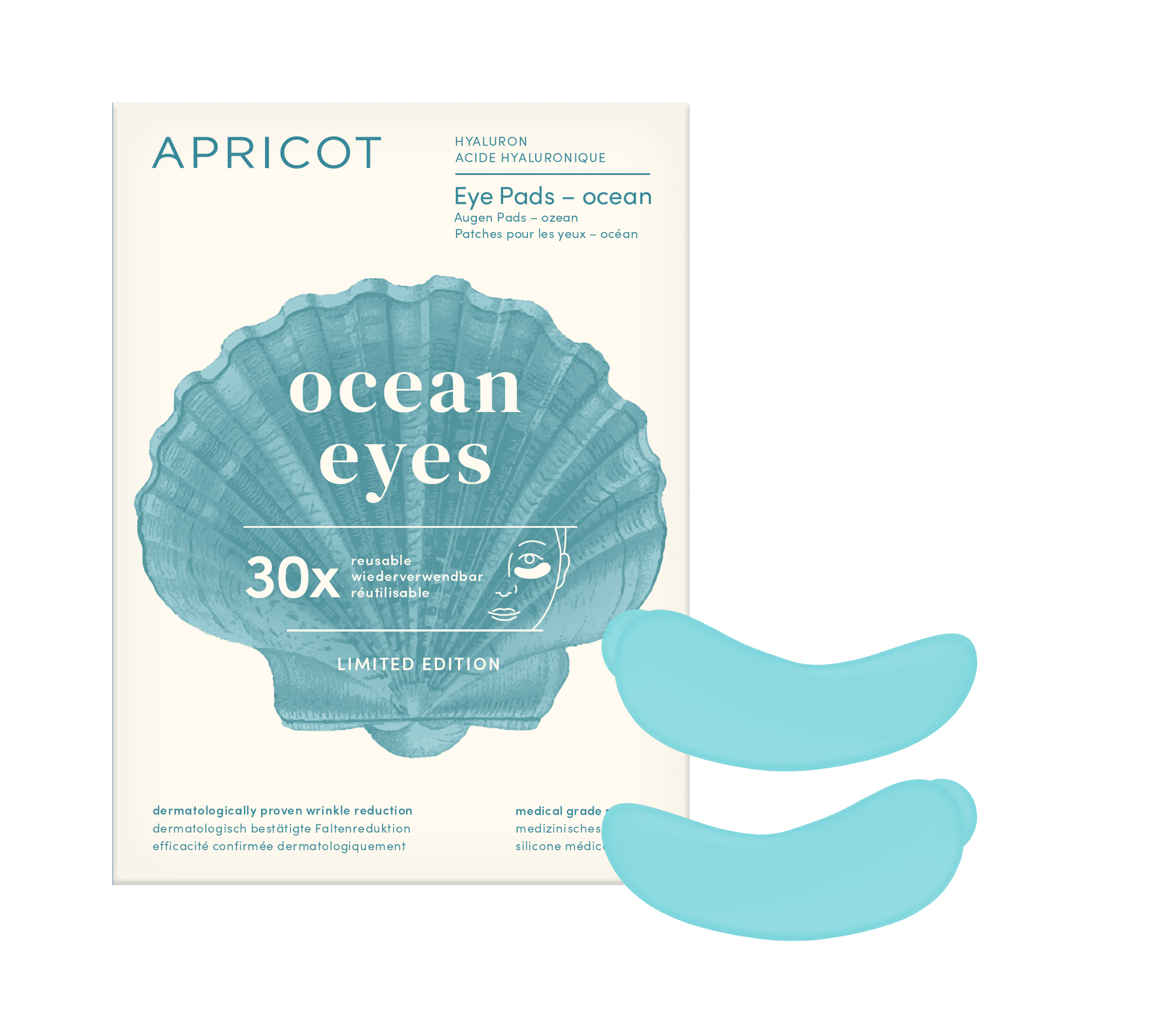APRICOT Wiederverwendbar Eye Pads mit Hyaluron Ocean Eyes