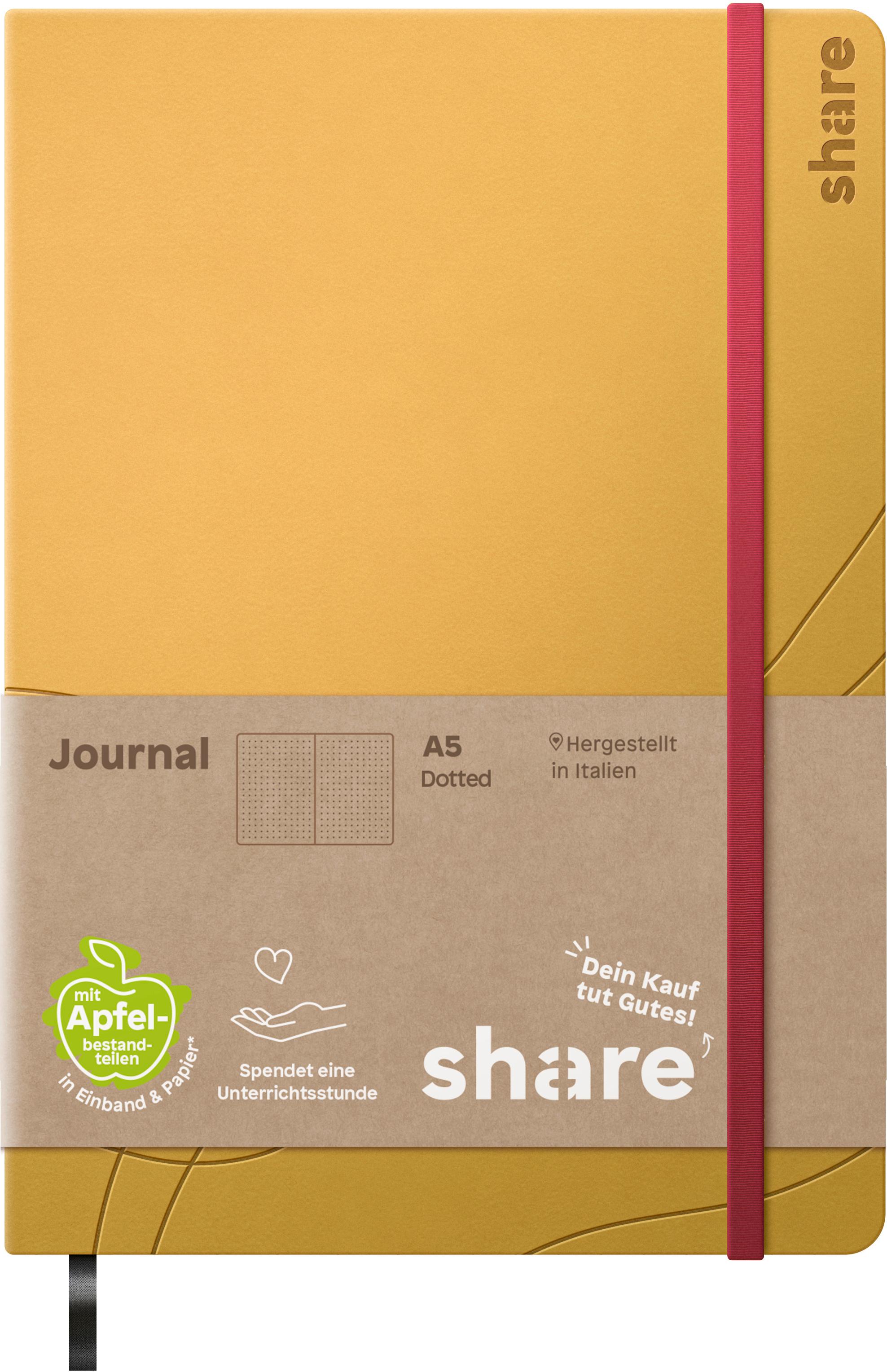 share A5 Journal Notizbuch A5 gelb punktkariert