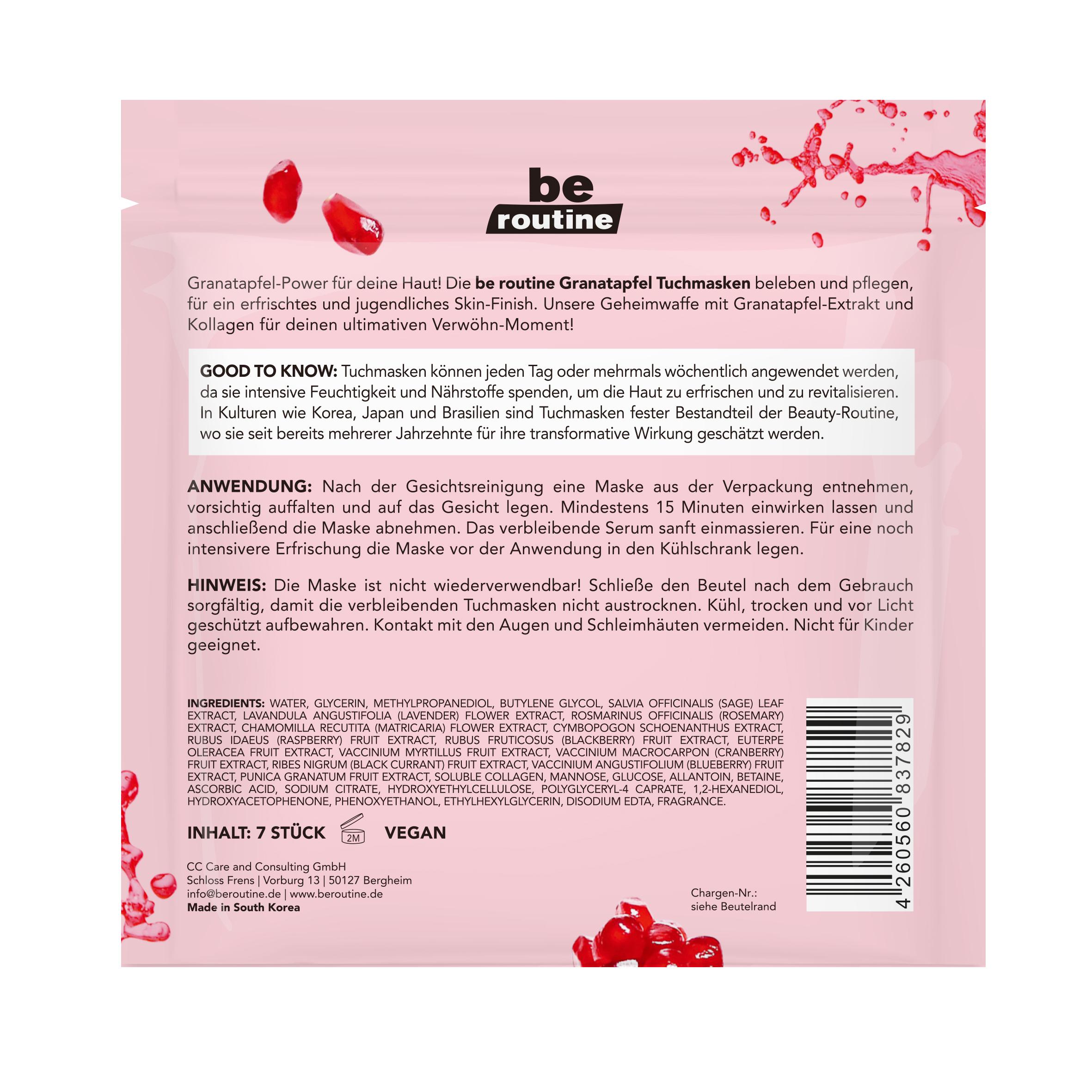 Produktbild be routine Tuchmasken Granatapfel 2 von 3