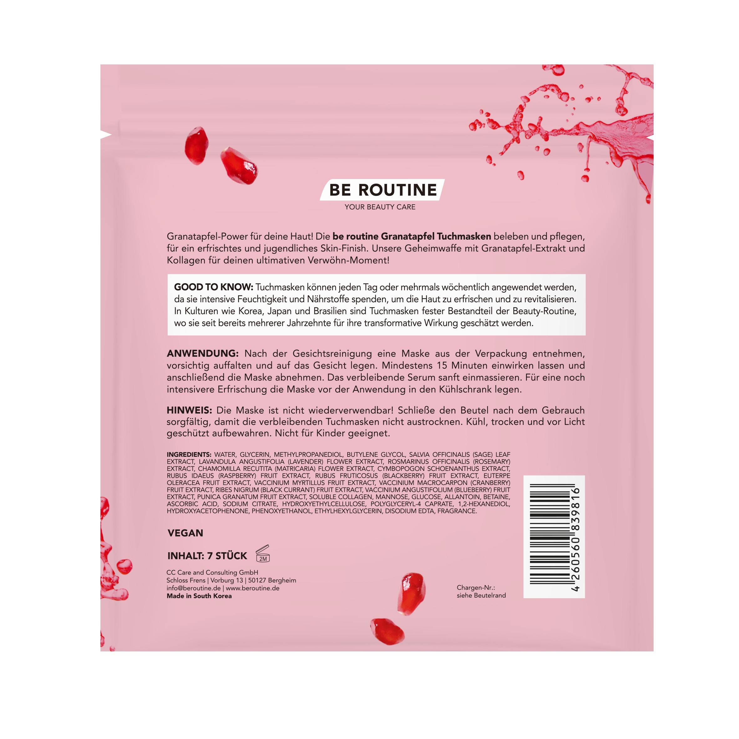 Produktbild be routine Tuchmasken Granatapfel 2 von 3