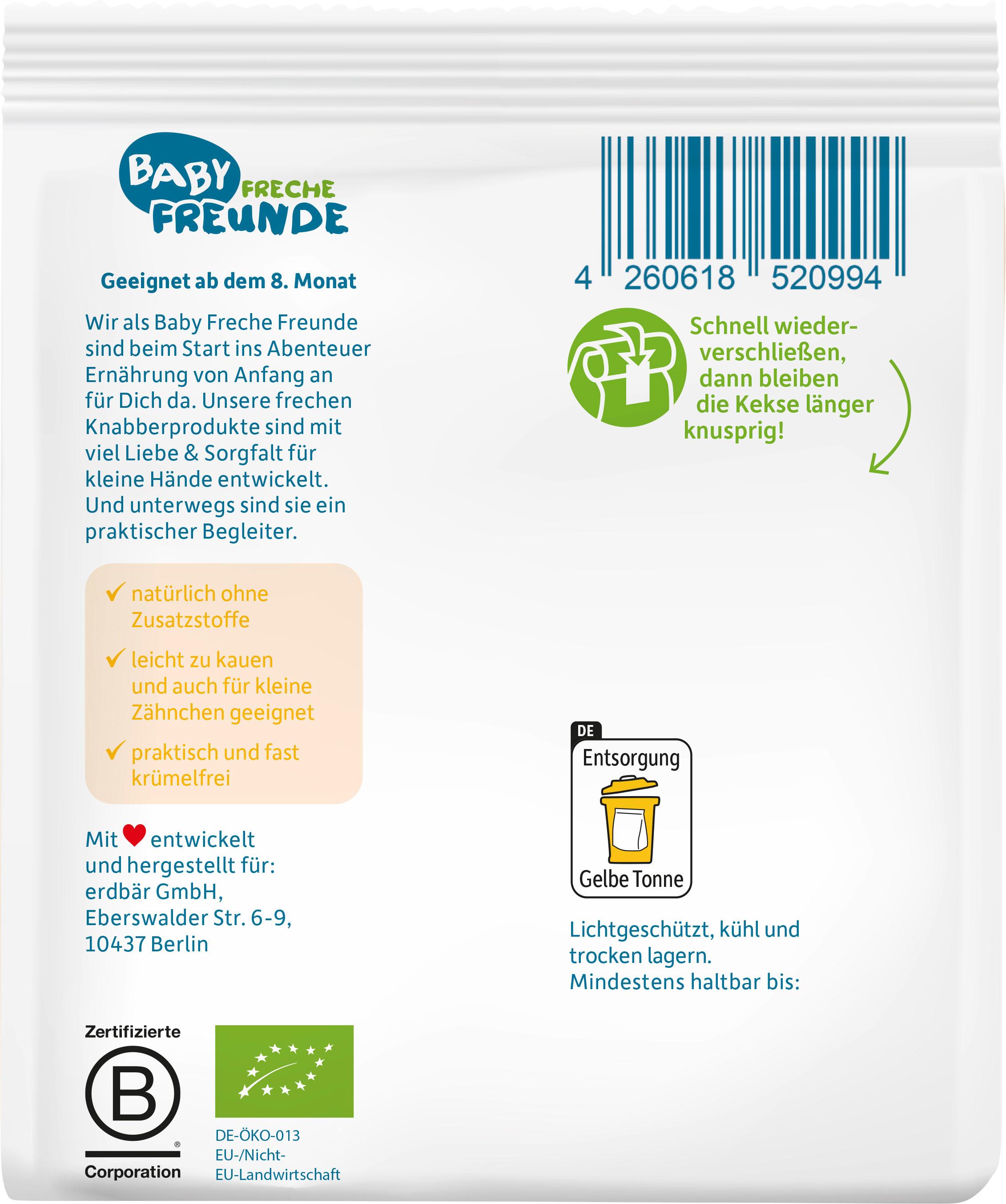 Produktbild Freche Freunde Bio Babykekse Dinkel&Banane 2 von 11
