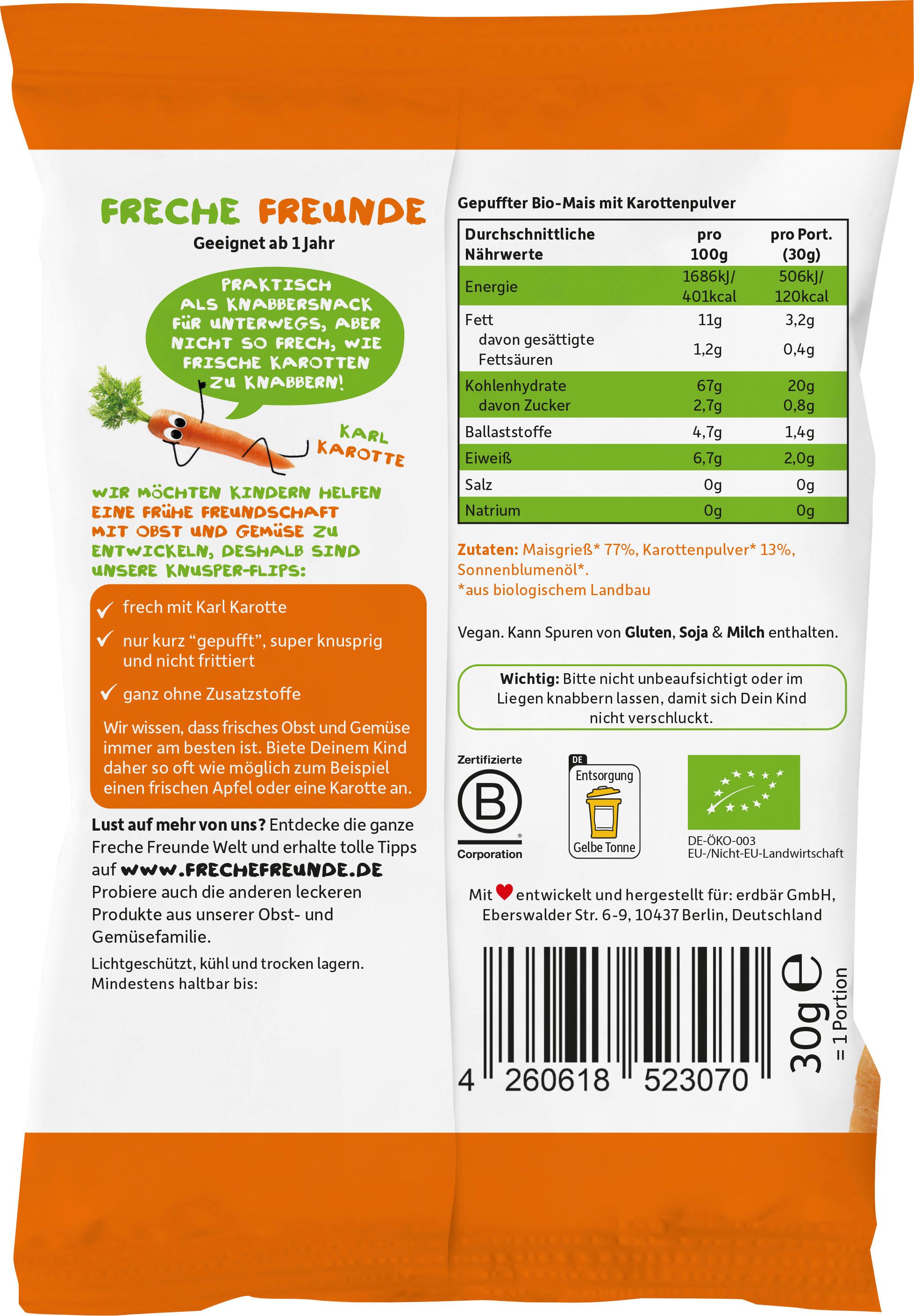 Produktbild Freche Freunde Bio Knusper-Flips Karotte 2 von 11