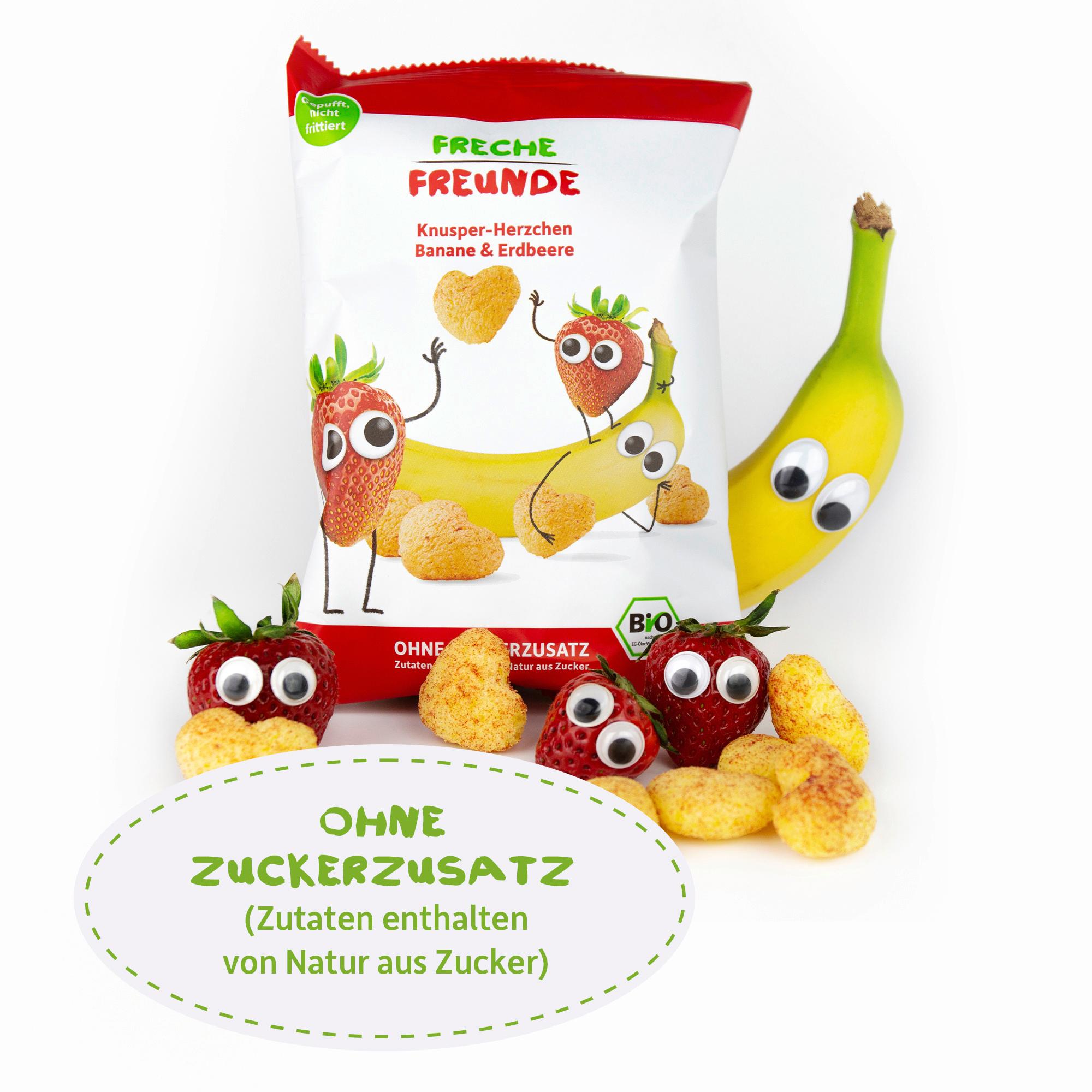 Produktbild Freche Freunde Bio Knusper-Herzchen Banane&Erdbeere 5 von 10