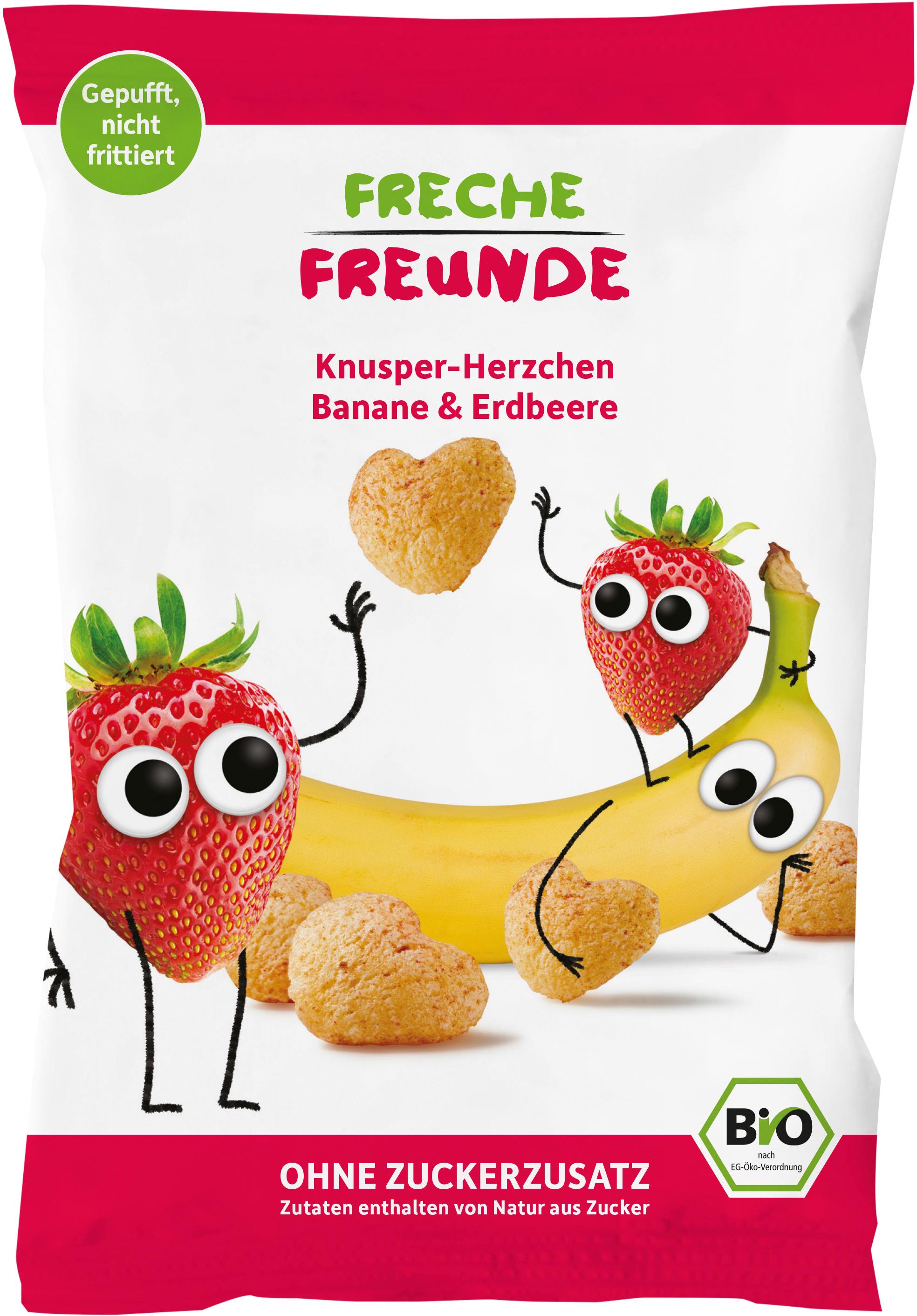 Freche Freunde Bio Knusper-Herzchen Banane&Erdbeere