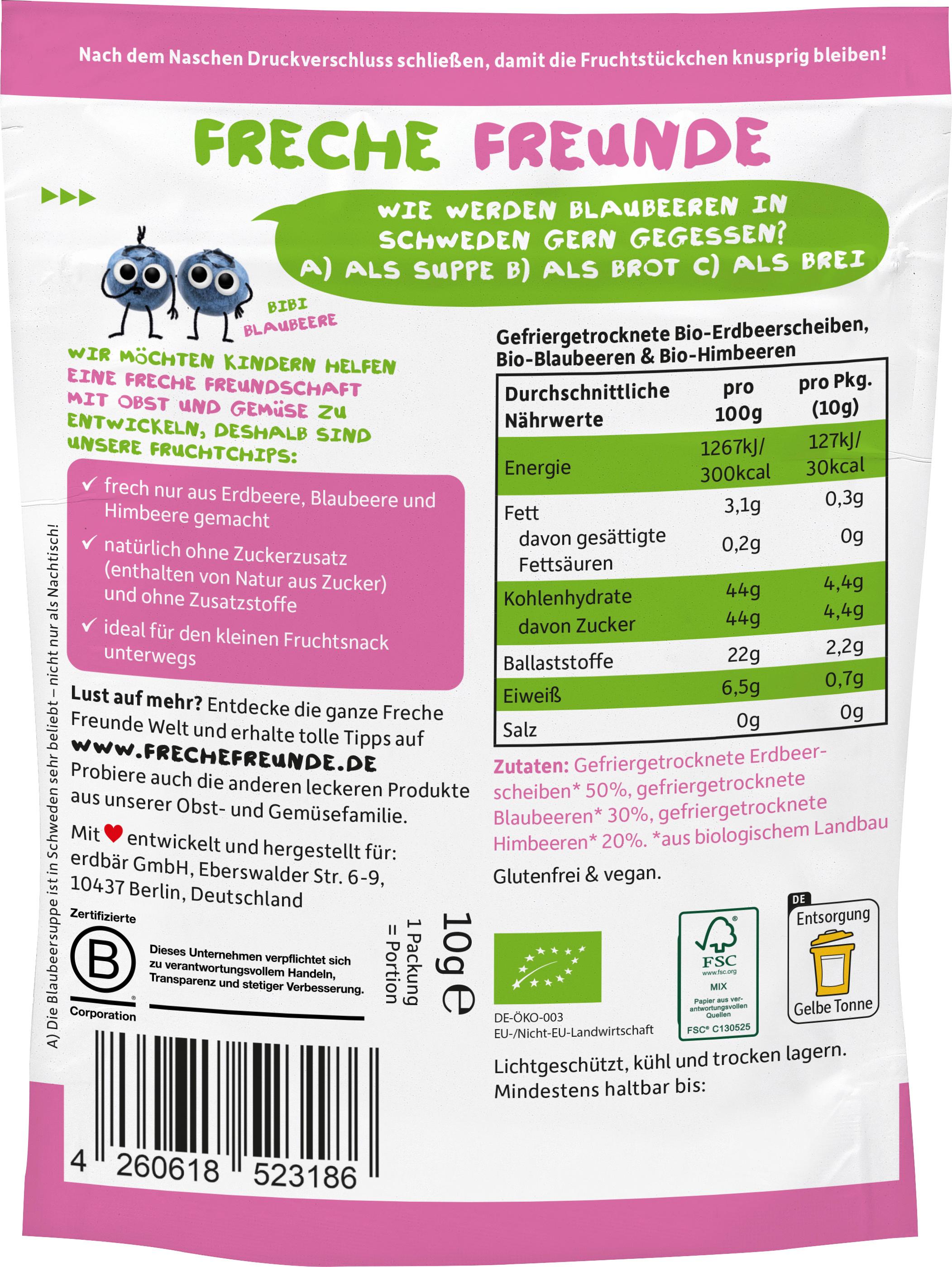 Produktbild Freche Freunde Bio Roter Beerenmix Fruchtchips 2 von 10