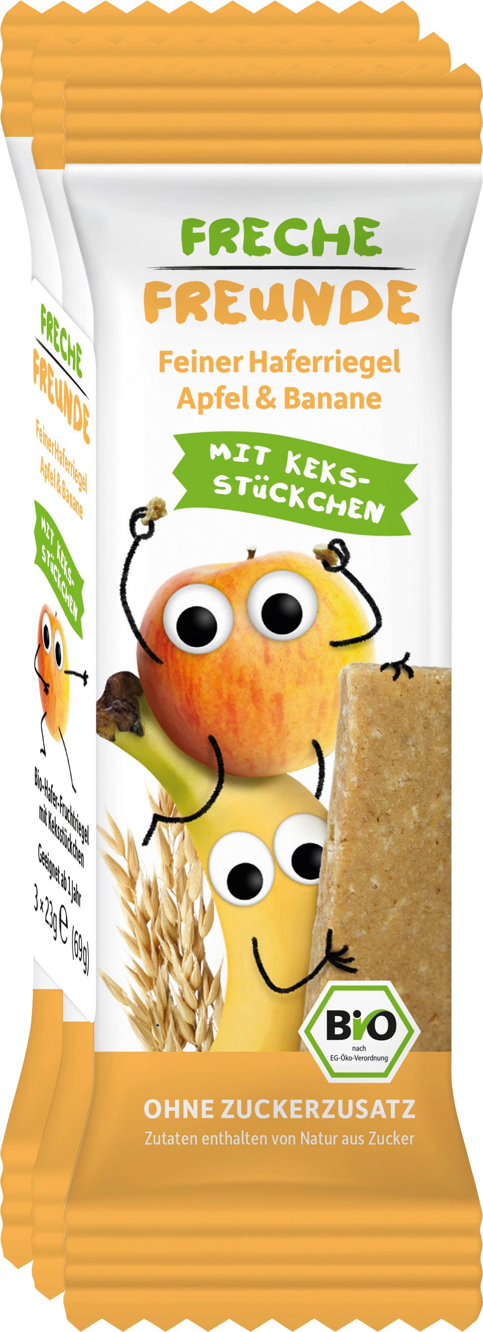 Freche Freunde Bio Feiner Haferriegel Apfel&Banane mit Keksstückchen