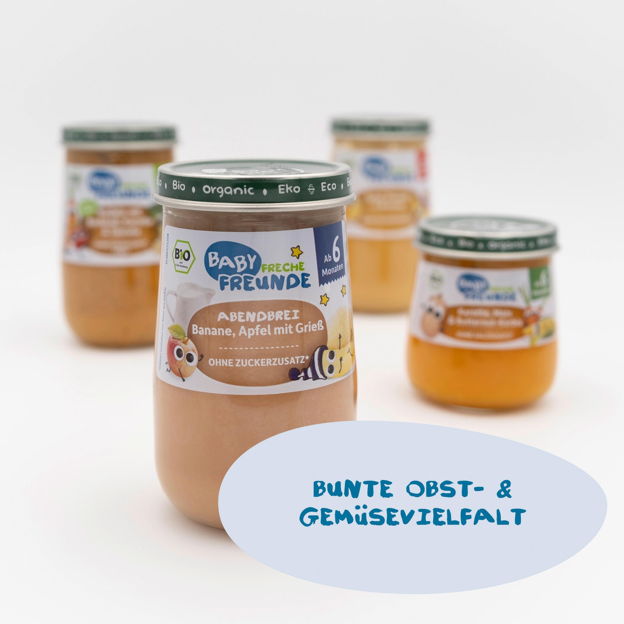 Produktbild Freche Freunde Bio Gläschen Abendbrei Banane, Apfel mit Grieß 8 von 10