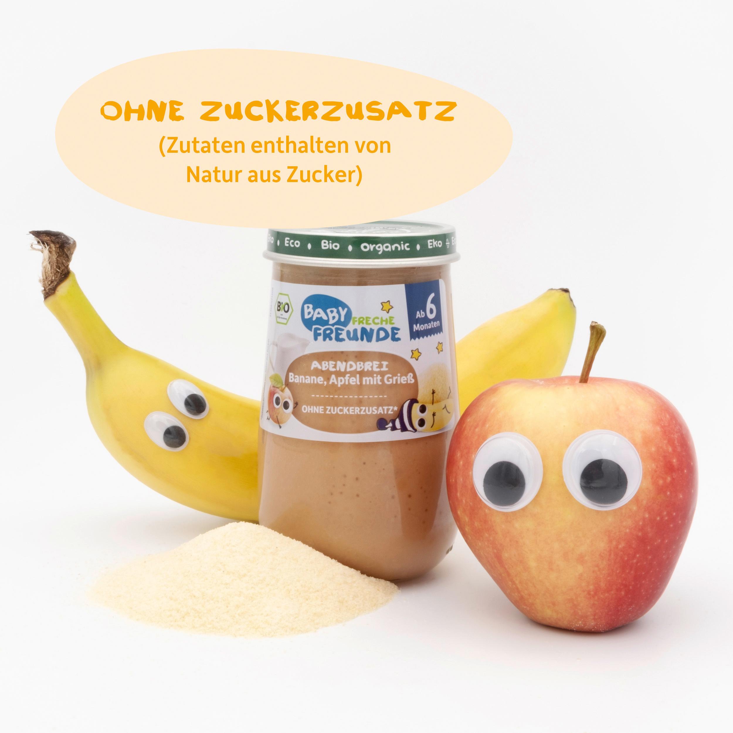 Produktbild Freche Freunde Bio Gläschen Abendbrei Banane, Apfel mit Grieß 9 von 10