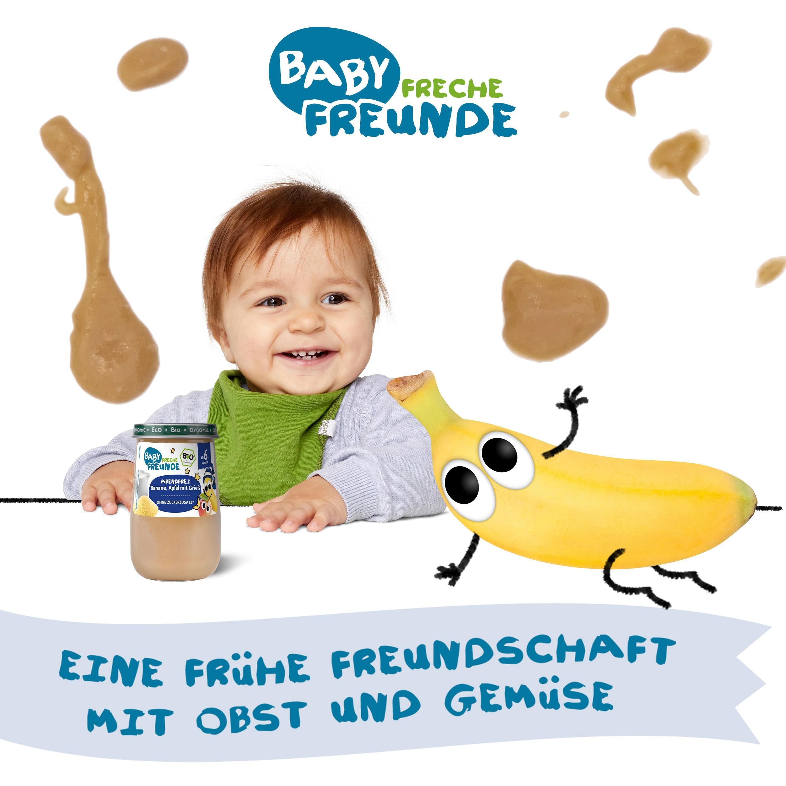 Produktbild Freche Freunde Bio Gläschen Abendbrei Banane, Apfel mit Grieß 5 von 10