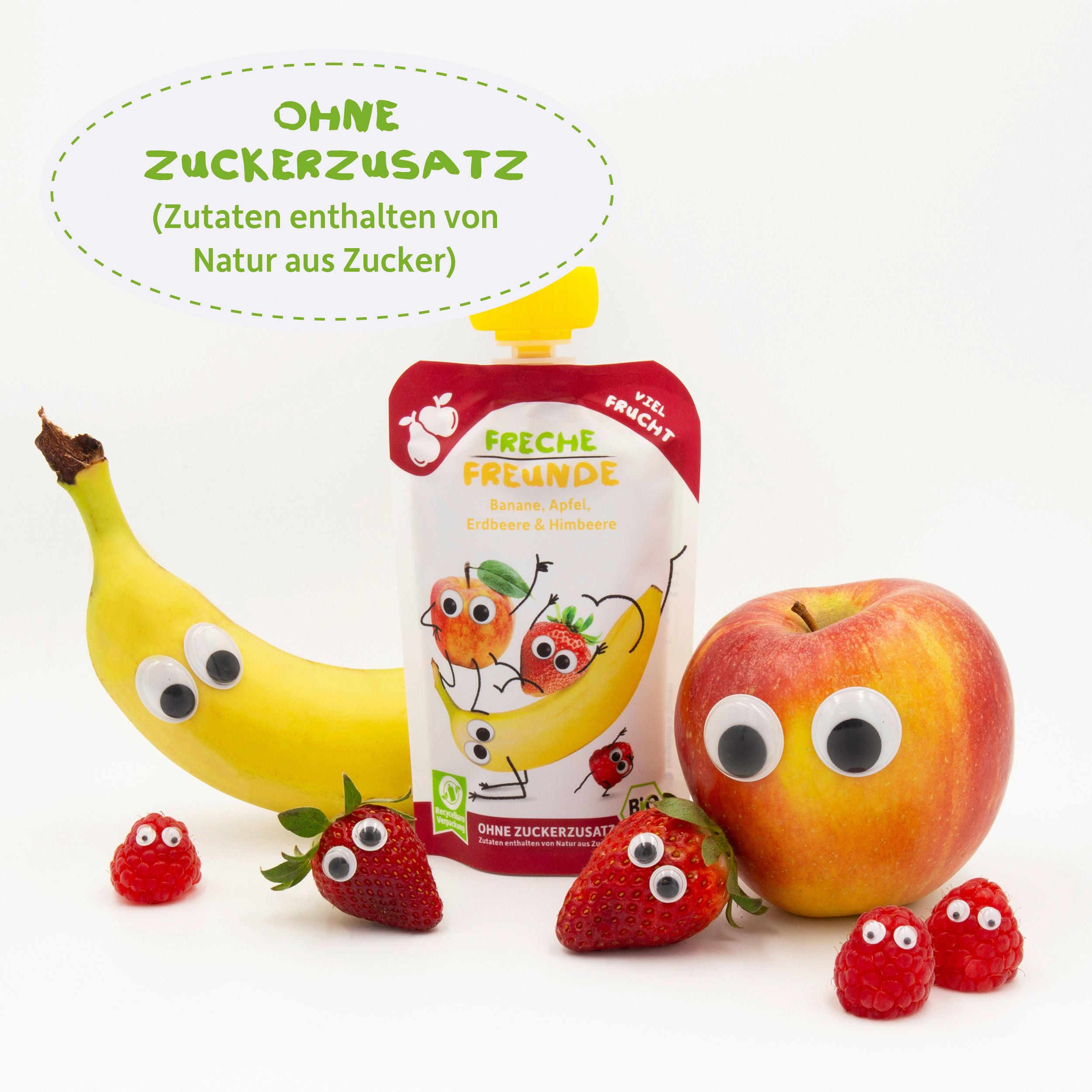 Produktbild Freche Freunde Fruchtpüree Quetschie Banane, Apfel, Erdbeere&Himbeere 9 von 11