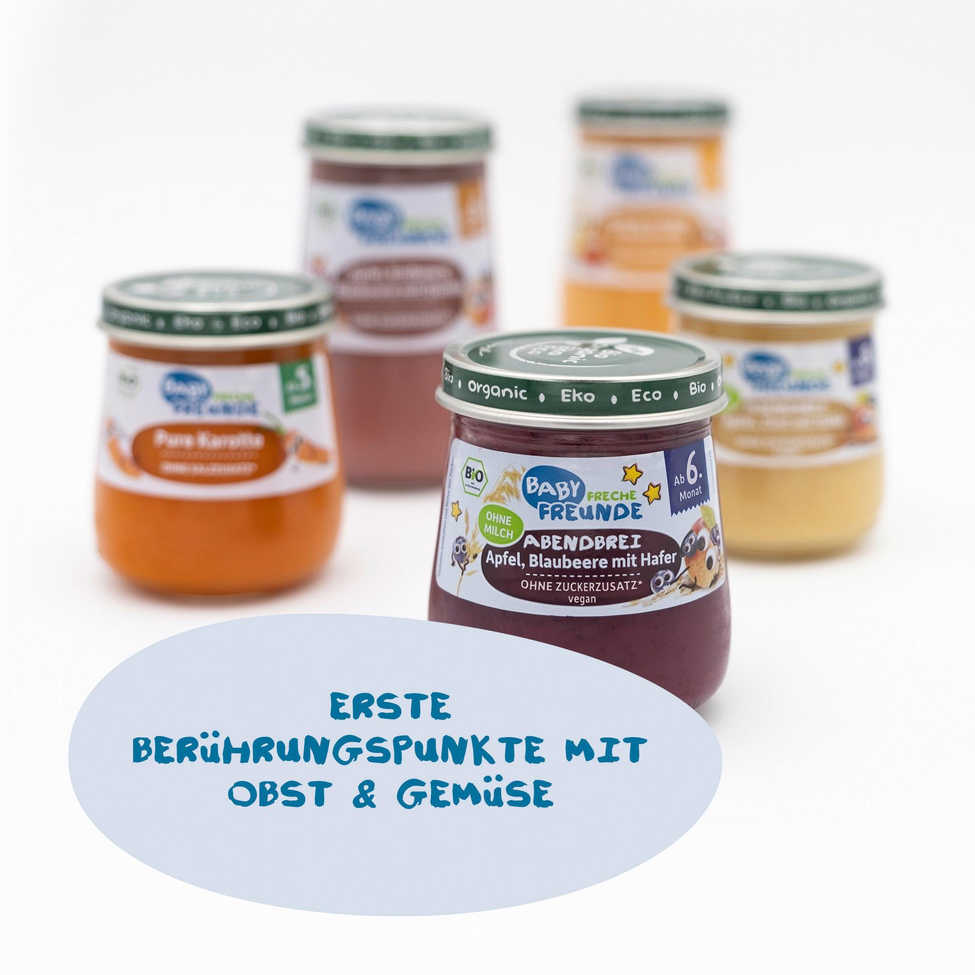 Produktbild Freche Freunde Bio Gläschen Abendbrei Apfel, Blaubeere mit Hafer 6 von 10