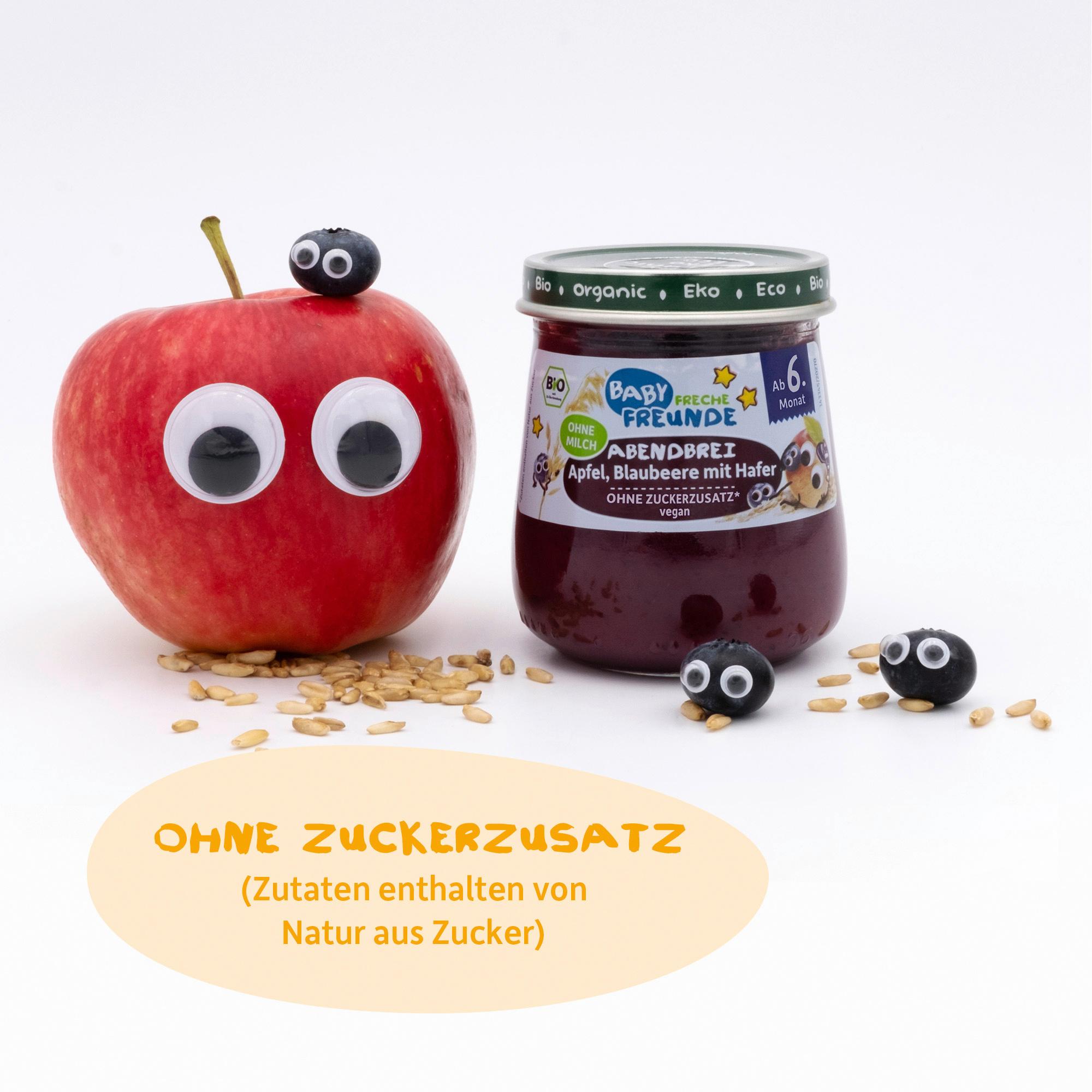 Produktbild Freche Freunde Bio Gläschen Abendbrei Apfel, Blaubeere mit Hafer 4 von 10