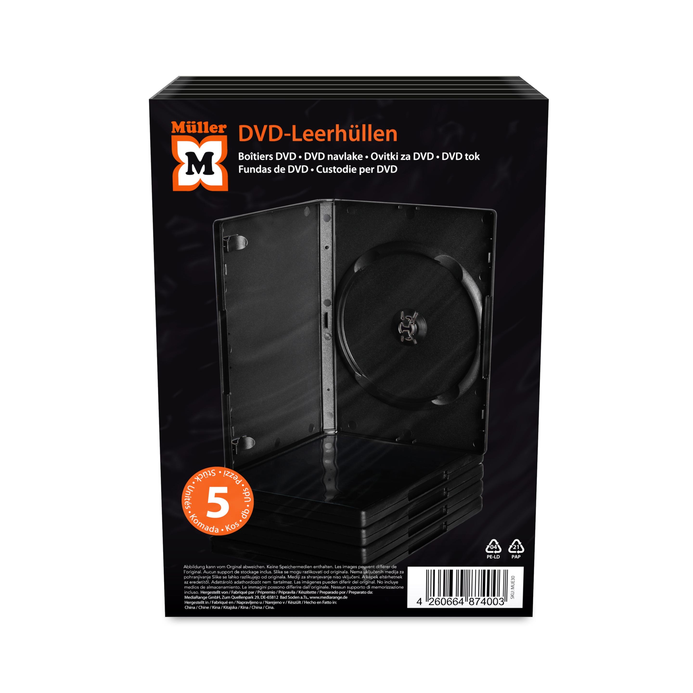 Produktbild Müller DVD-Leerhülle für 1 Disc, 14mm, schwarz, 5er Pack 5 von 6