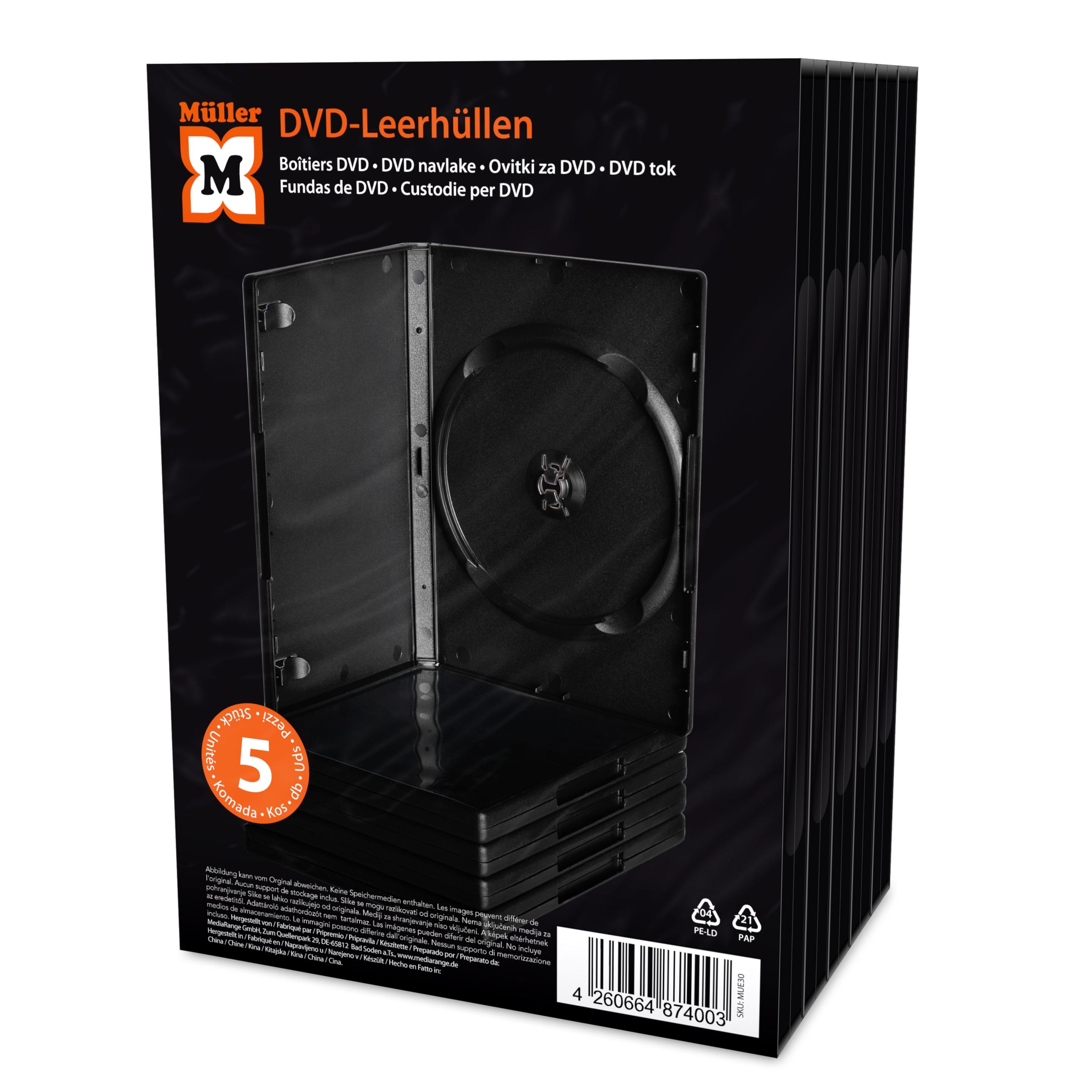Produktbild Müller DVD-Leerhülle für 1 Disc, 14mm, schwarz, 5er Pack 2 von 6