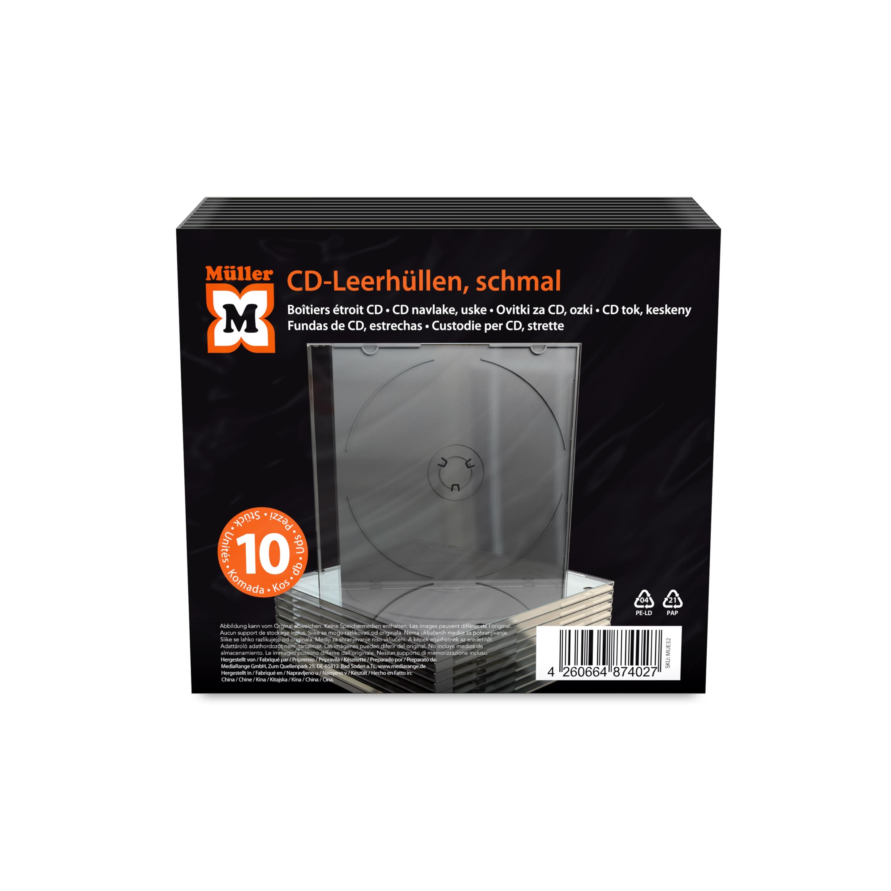 Produktbild Müller CD-Leerhülle, schmal, für 1 Disc, 5.2mm, schwarzes Tray, 10er Pack 2 von 6