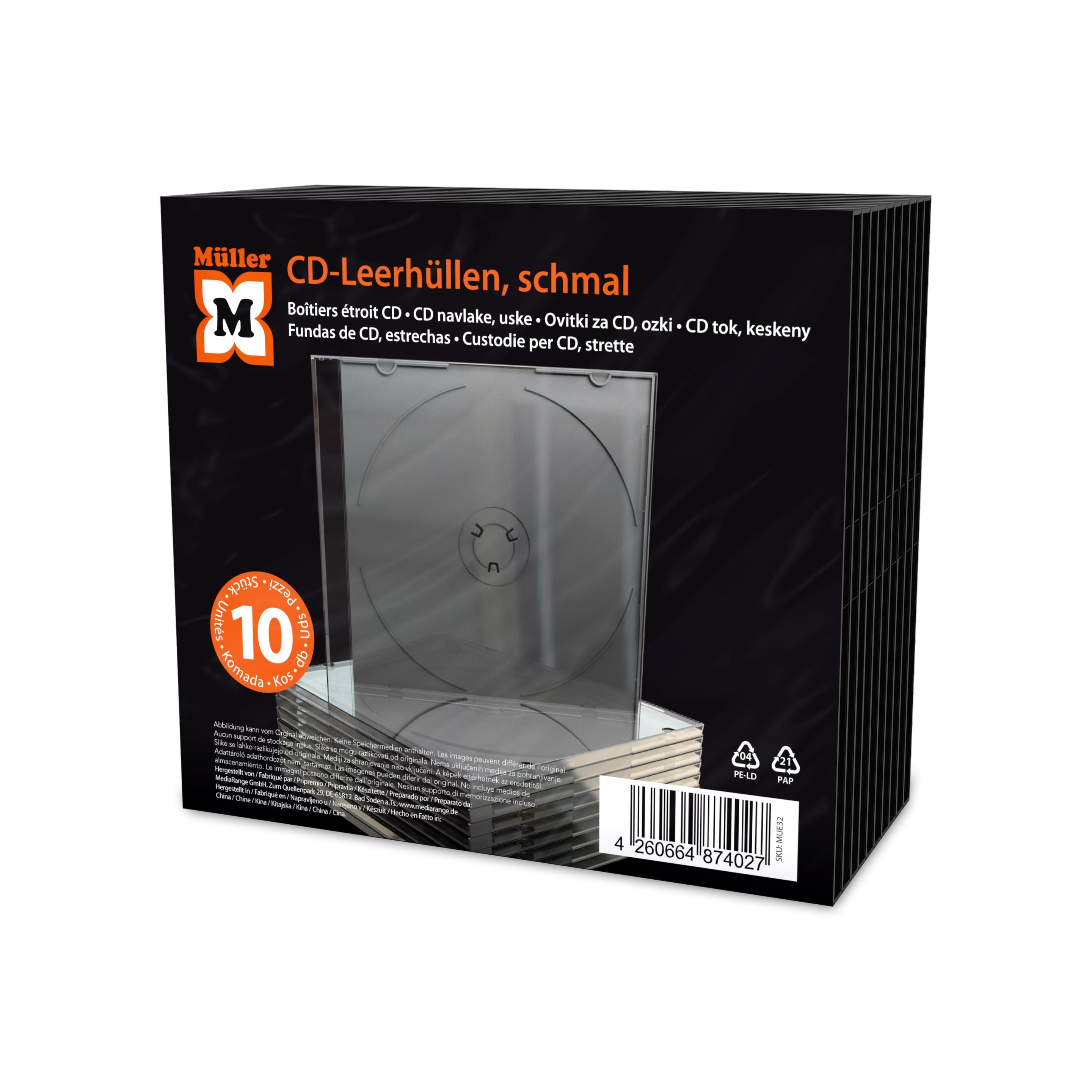 Produktbild Müller CD-Leerhülle, schmal, für 1 Disc, 5.2mm, schwarzes Tray, 10er Pack 5 von 6