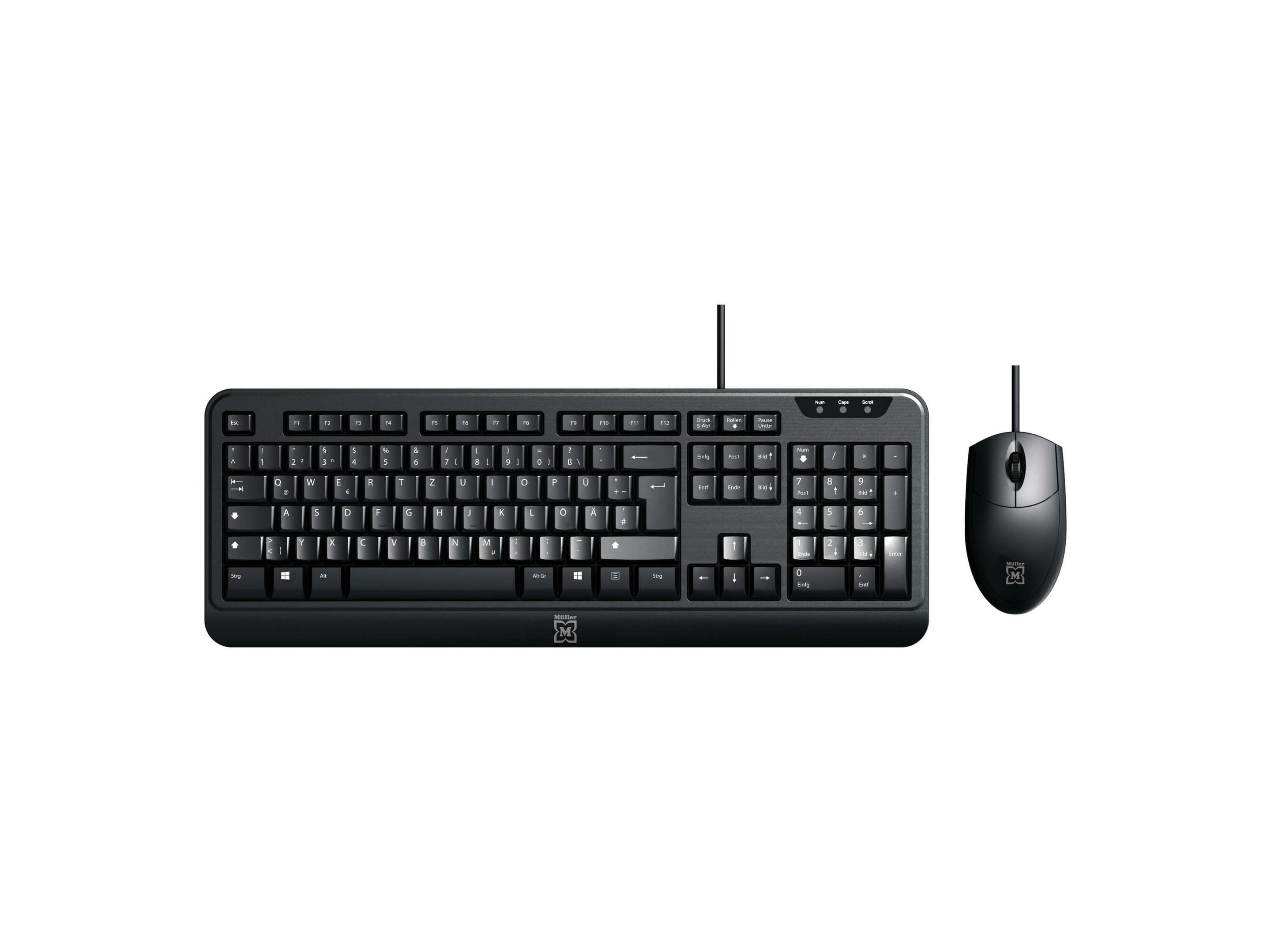 Produktbild Müller kabelgebundenes Tastatur- und optische 3 Tasten Maus-Set, QWERTZ (DE/AT), schwarz 3 von 3