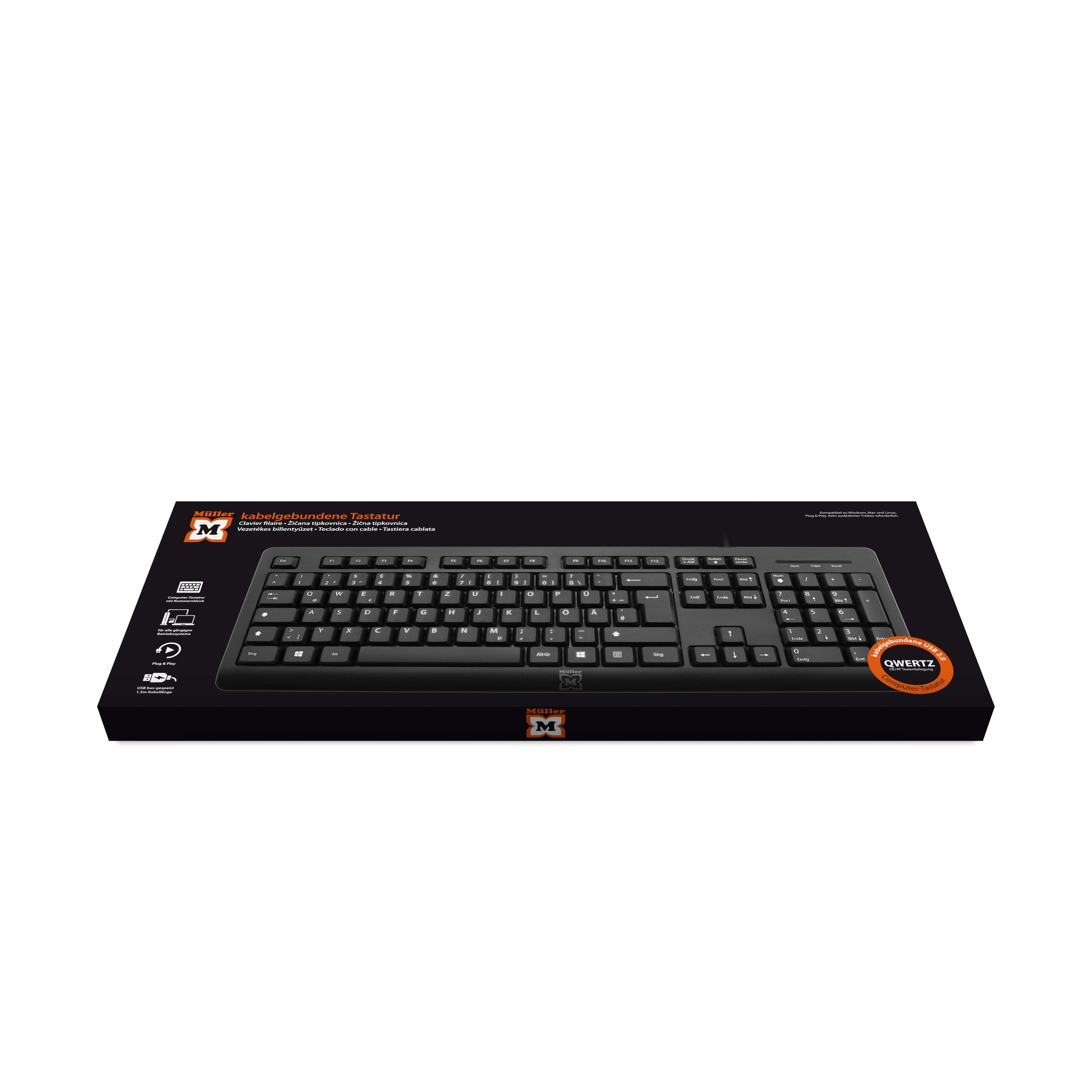 Produktbild Müller kabelgebundene Tastatur, QWERTZ (DE/AT), schwarz 3 von 3