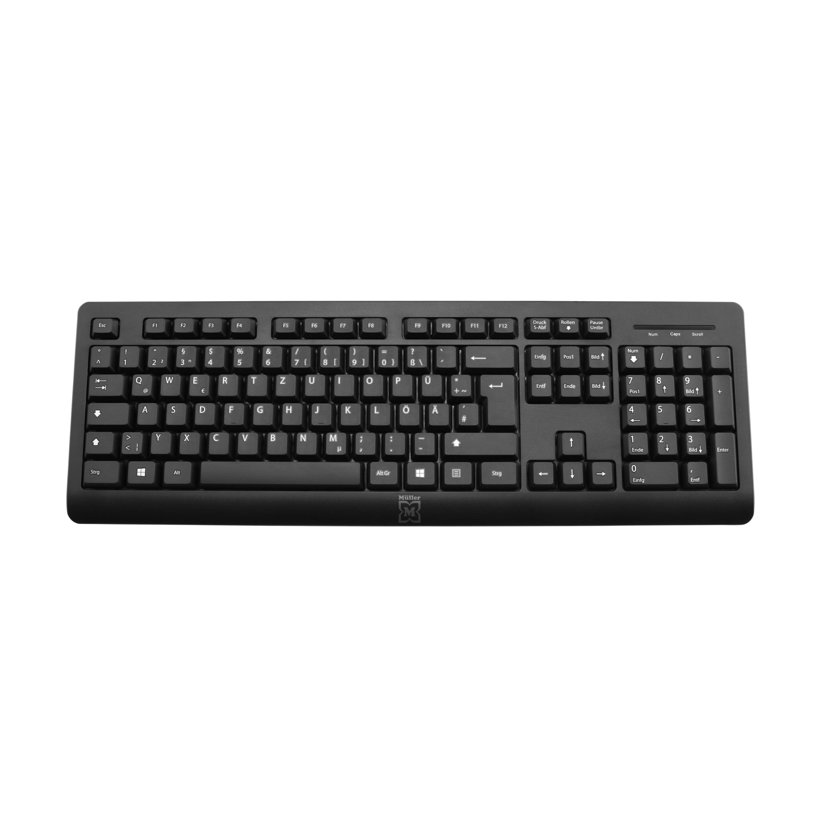 Produktbild Müller kabelgebundene Tastatur, QWERTZ (DE/AT), schwarz 2 von 3