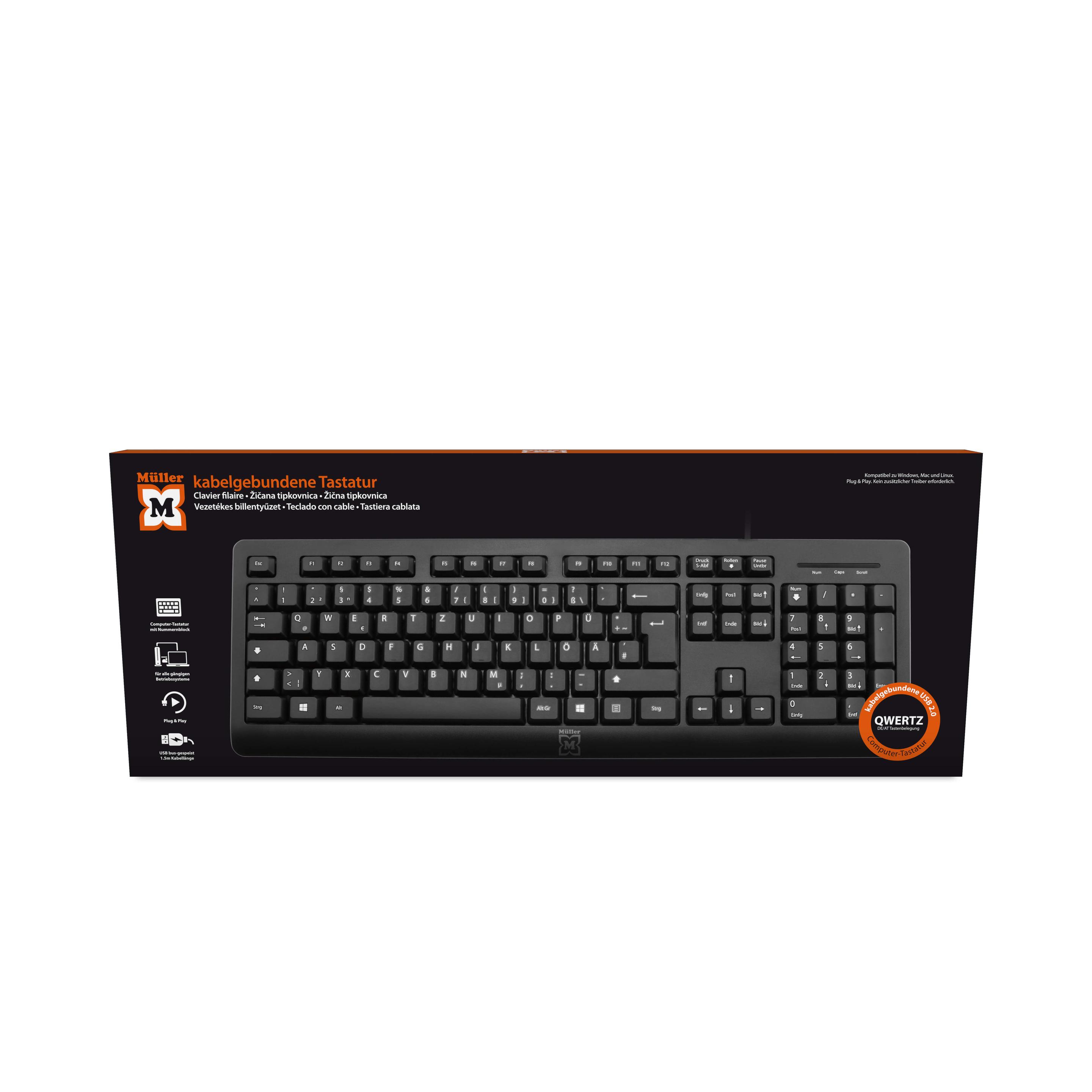 Müller kabelgebundene Tastatur, QWERTZ (DE/AT), schwarz
