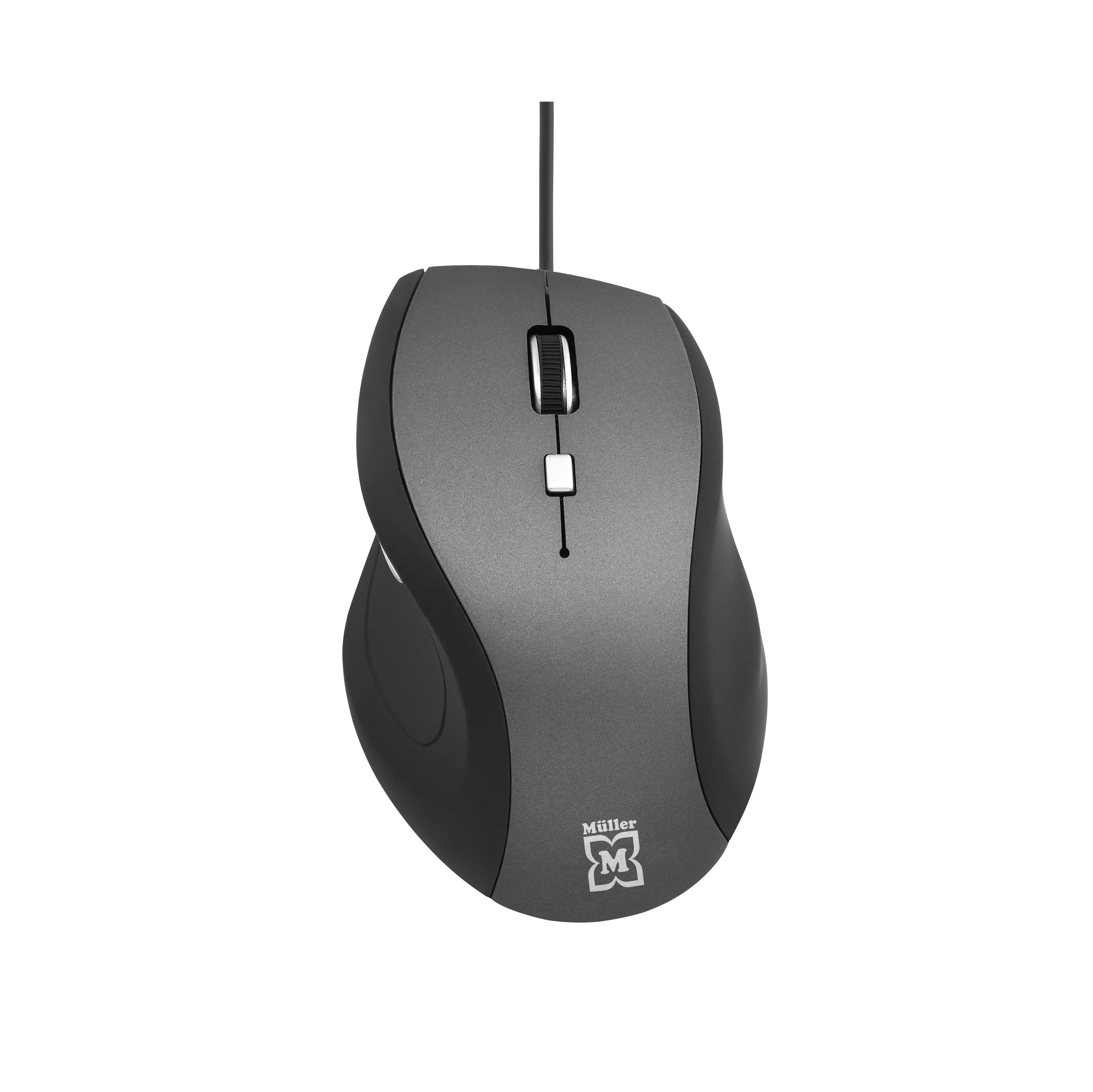 Produktbild Müller kabelgebundene 5-Tasten Maus mit optischem Sensor, schwarz/grau 2 von 3
