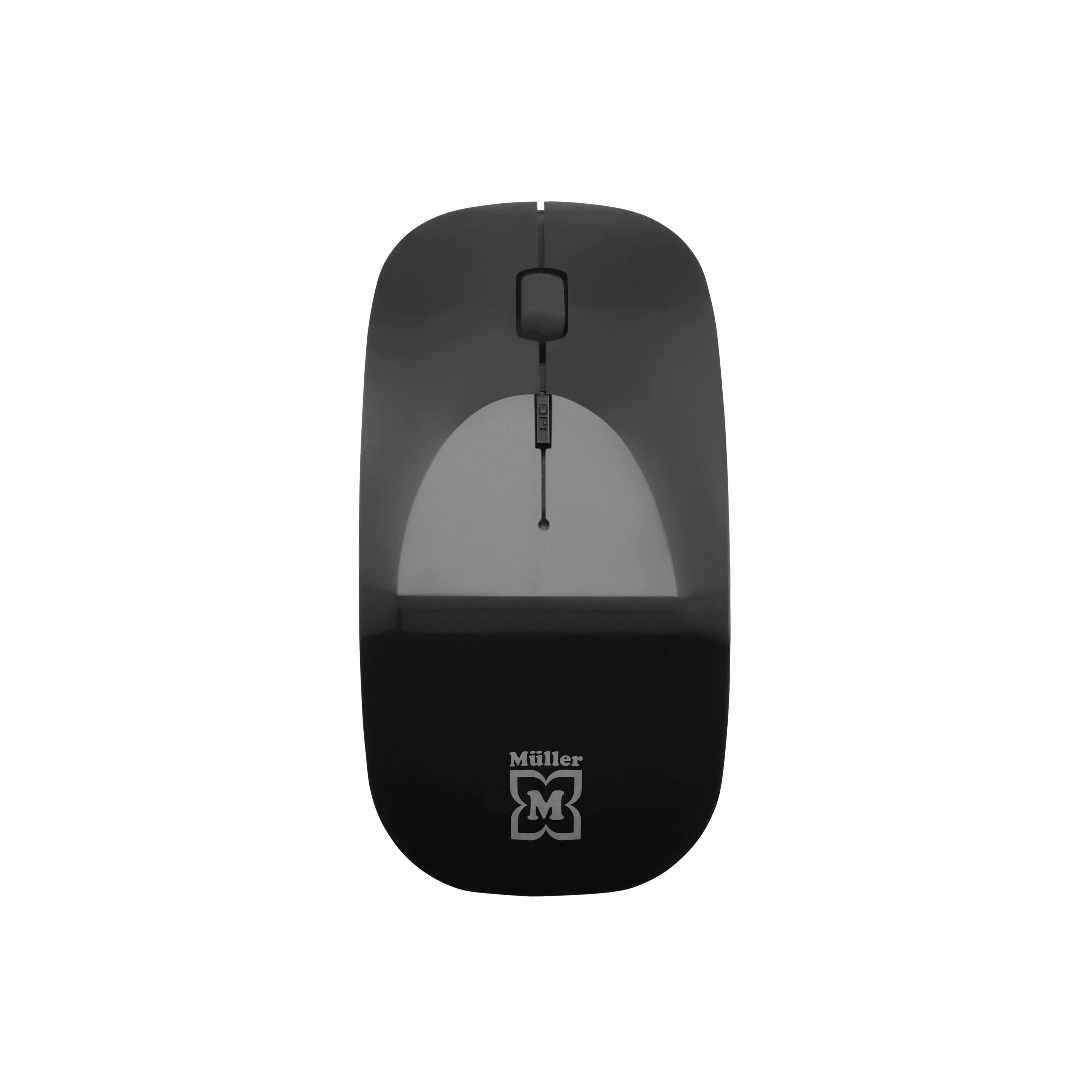 Produktbild Müller 3-Tasten Funk-Maus mit optischem Sensor, geräuscharm, schwarz-glänzend 2 von 2