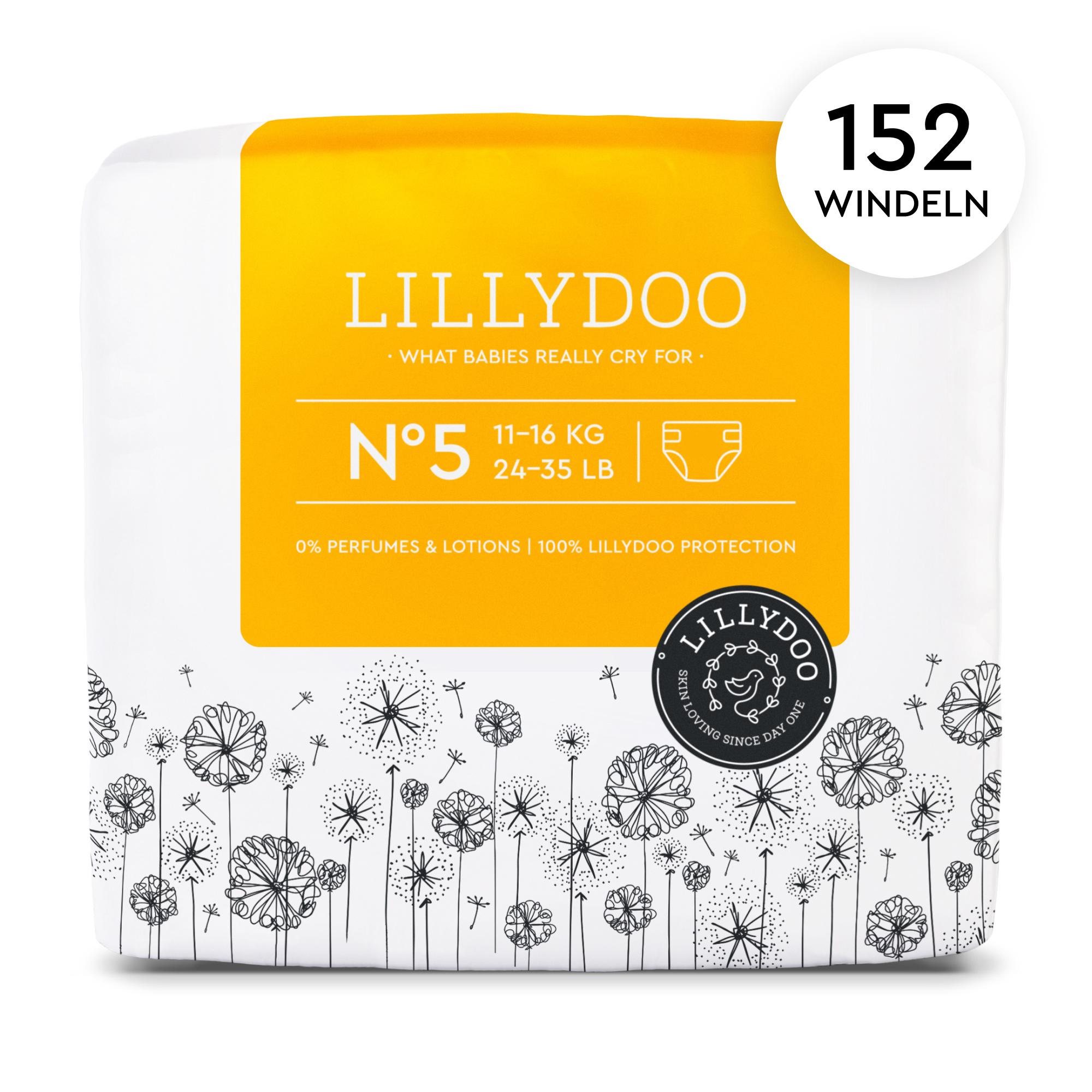 Produktbild LILLYDOO hautfreundliche Windeln Gr. 5 (11 - 16 kg), Monatsbox 152 Stück 2 von 9