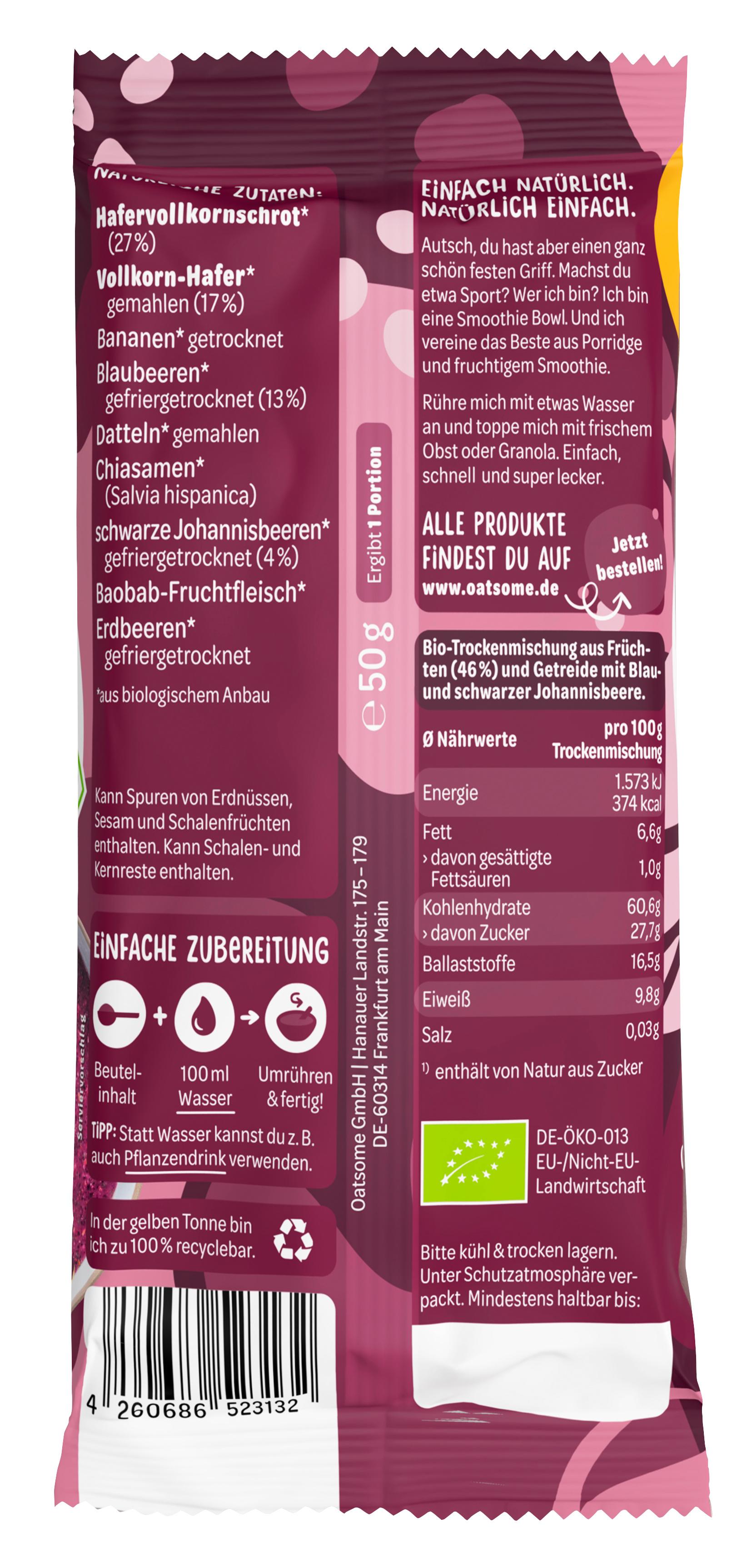 Produktbild Oatsome Bio Smoothie Bowl Benjamin Blaubeer 2 von 2