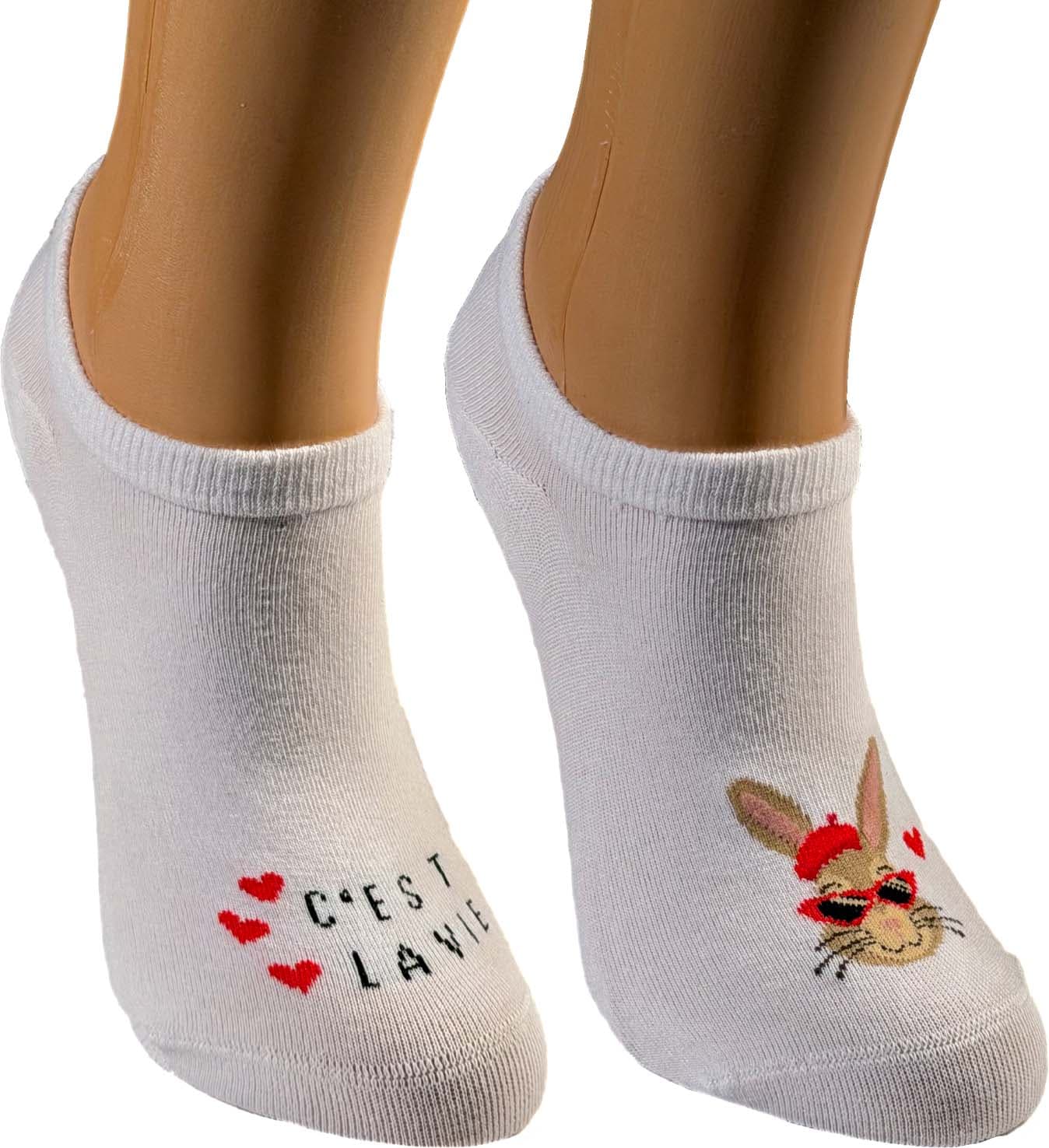 Damen Füßlinge mit ABS Mismatch Hase