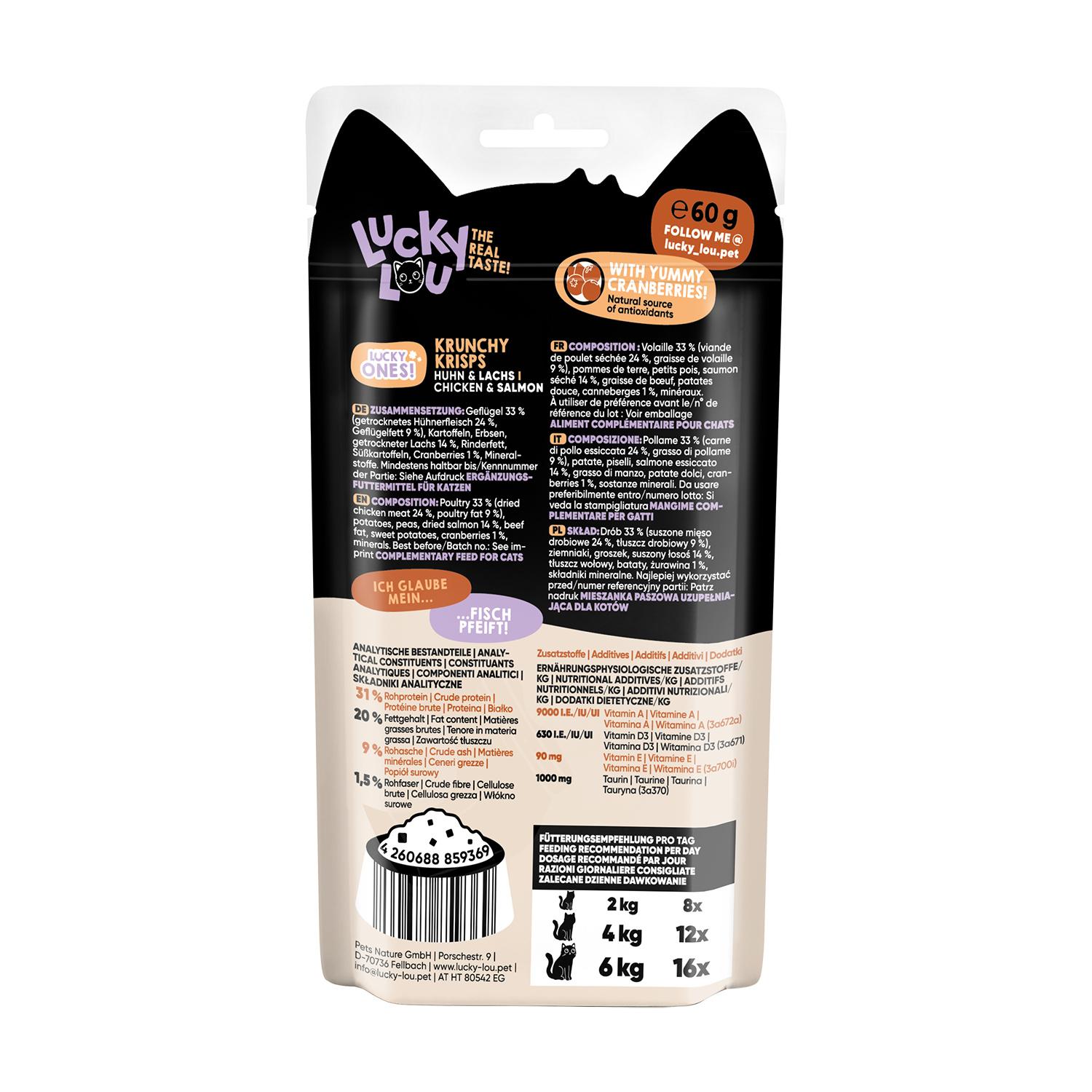 Produktbild Lucky Lou Katzensnack Lucky Ones Krunchy Krisps Huhn&Lachs 2 von 6
