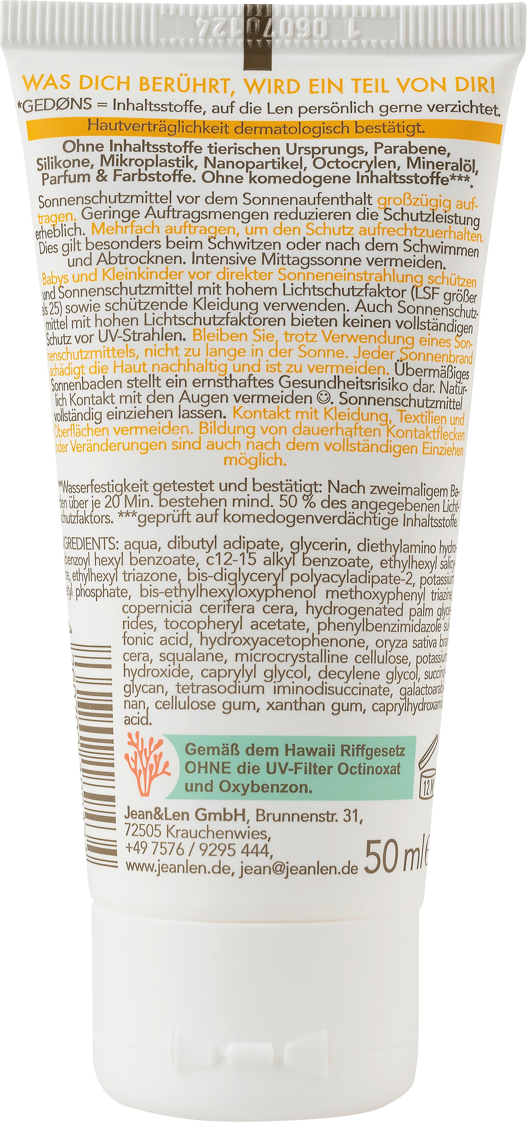 Produktbild Jean&Len Sensitiv Sonnencreme Gesicht LSF 50+ 2 von 2