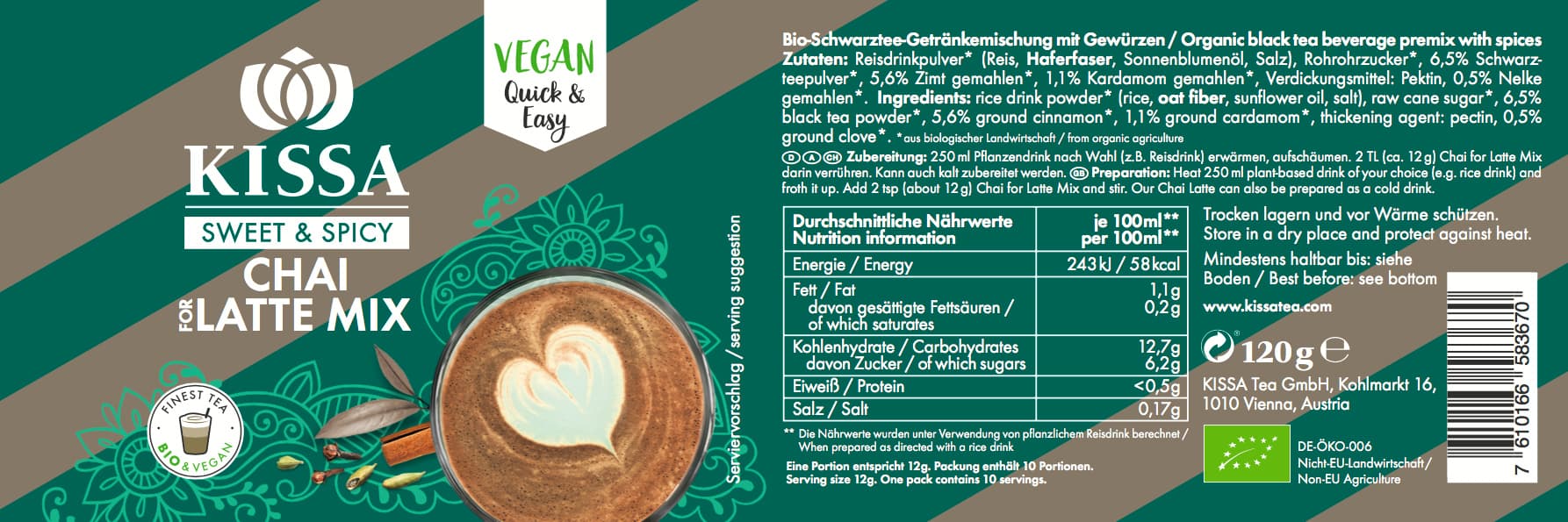 Produktbild KISSA Tea Bio Chai For Latte Mix 2 von 2