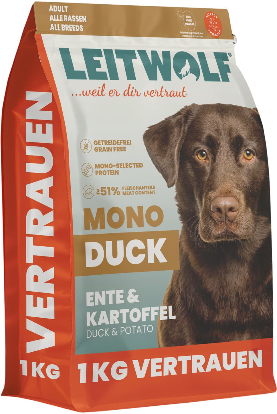 LEITWOLF Hundetrockenfutter Mono Ente & Kartoffel
