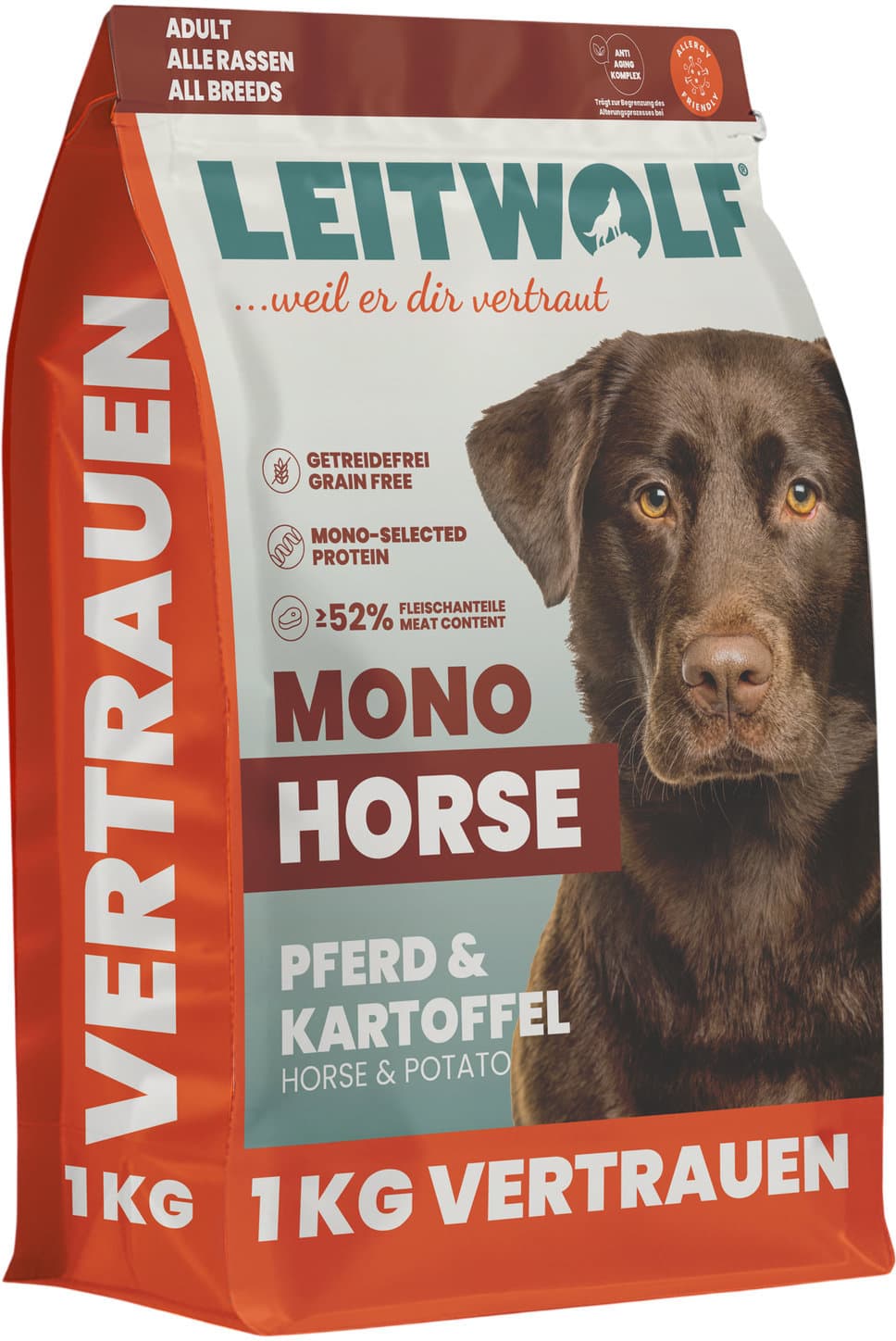LEITWOLF Hundetrockenfutter Mono Pferd & Kartoffel