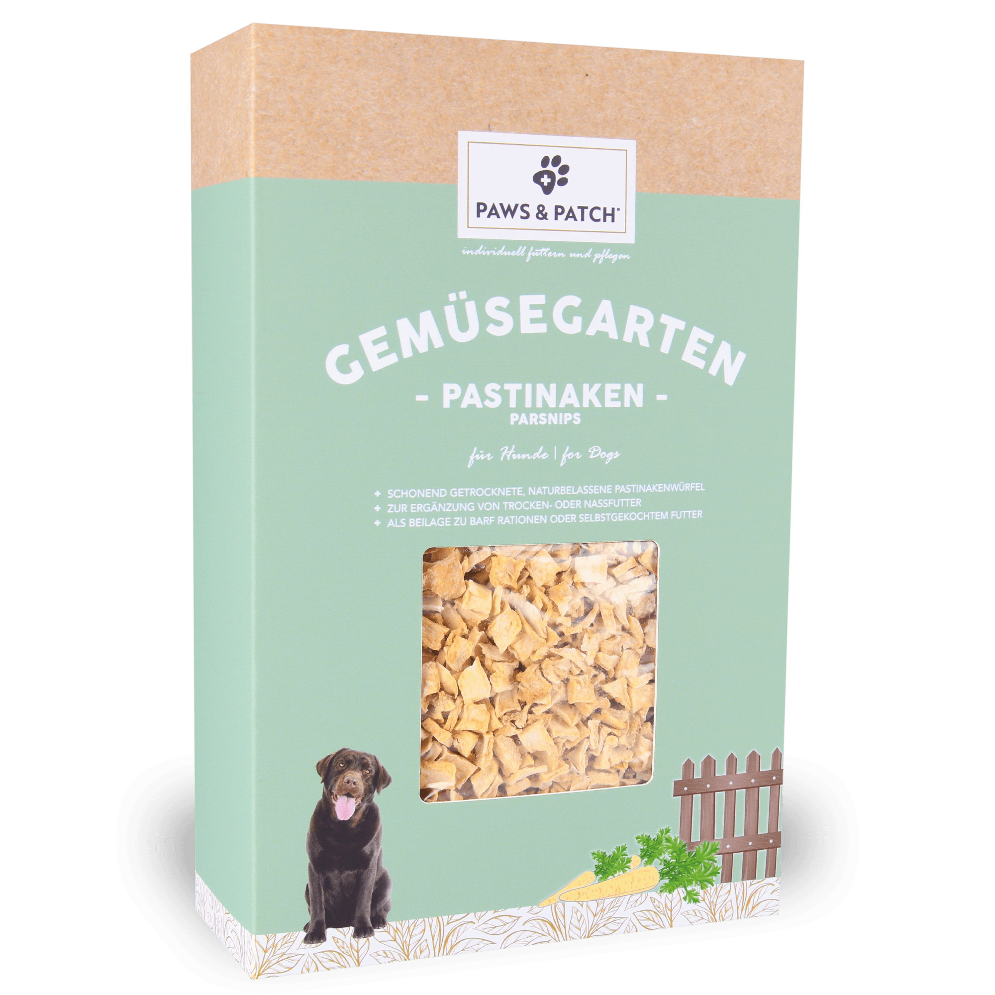 PAWS&PATCH Ergänzungsfutter Gemüsegarten Pastinakenflocken für Hunde