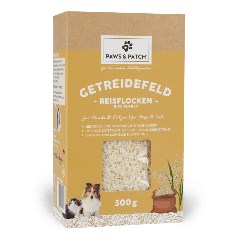 PAWS&PATCH Ergänzungsfutter Getreidefeld Reisflocken für Hund und Katze