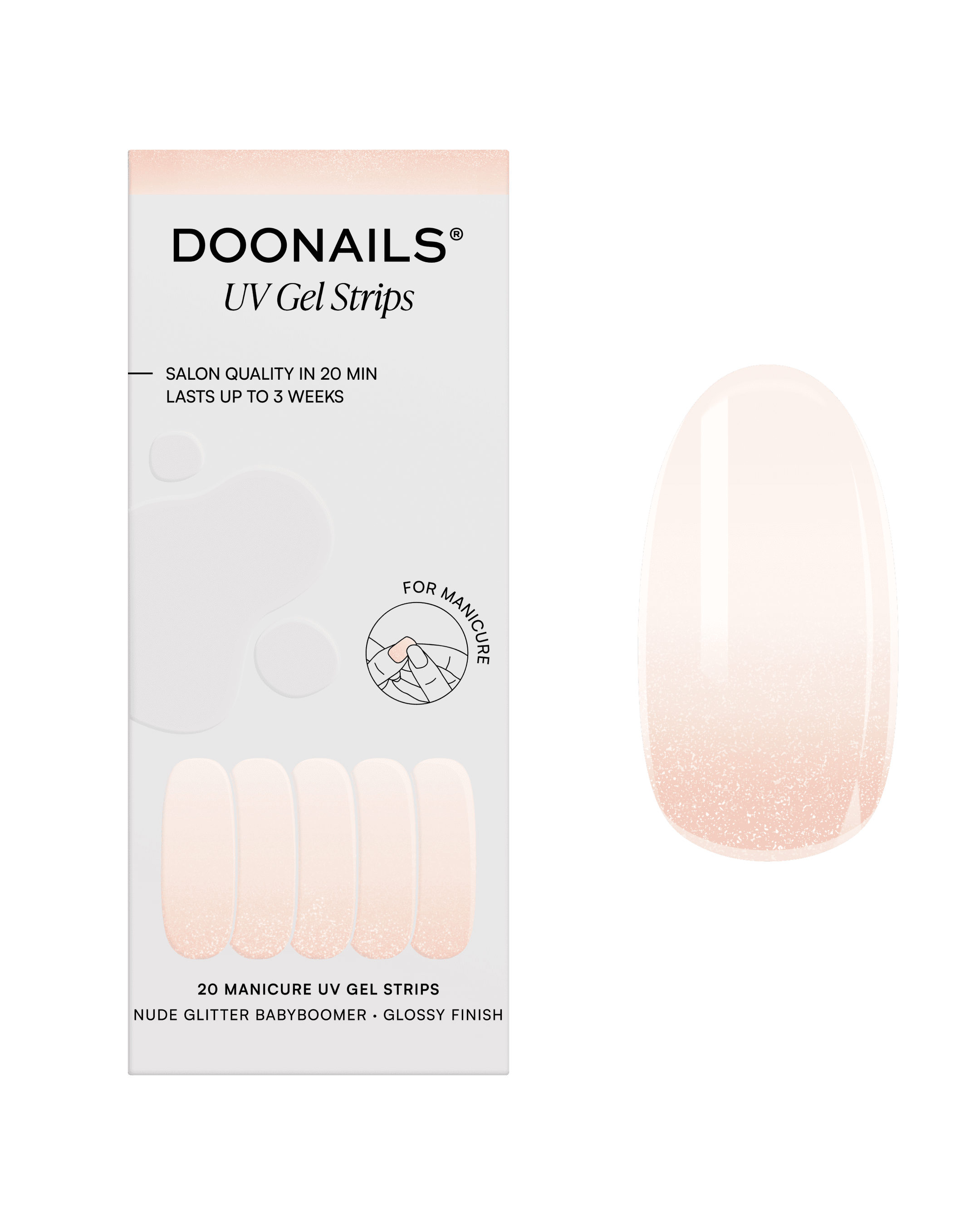 DOONAILS UV Gel Strips Nude Glitter Babyboomer
