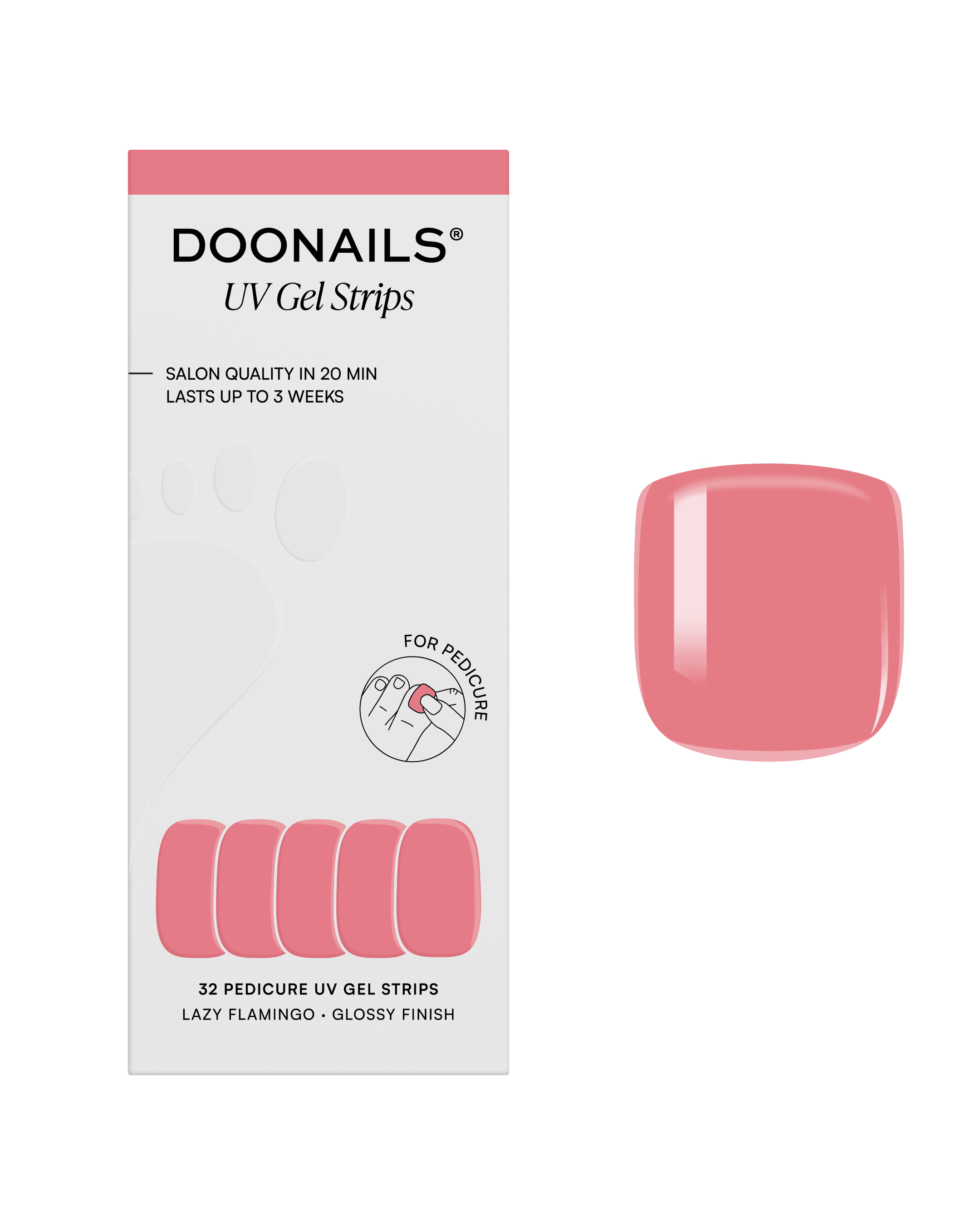 DOONAILS UV Gel Strips Lazy Flamingo Pediküre