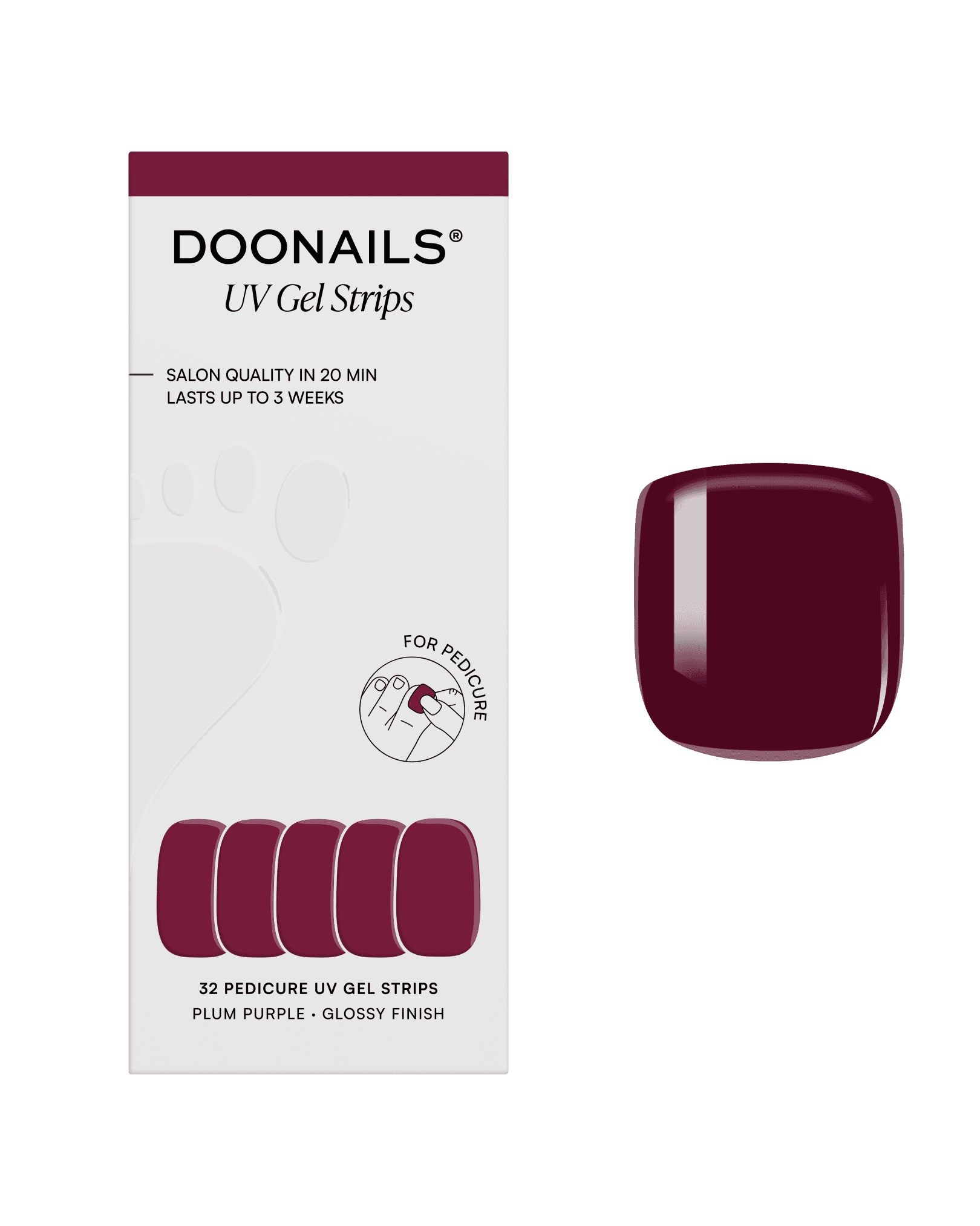 DOONAILS UV Gel Strips Plum Purple Pediküre