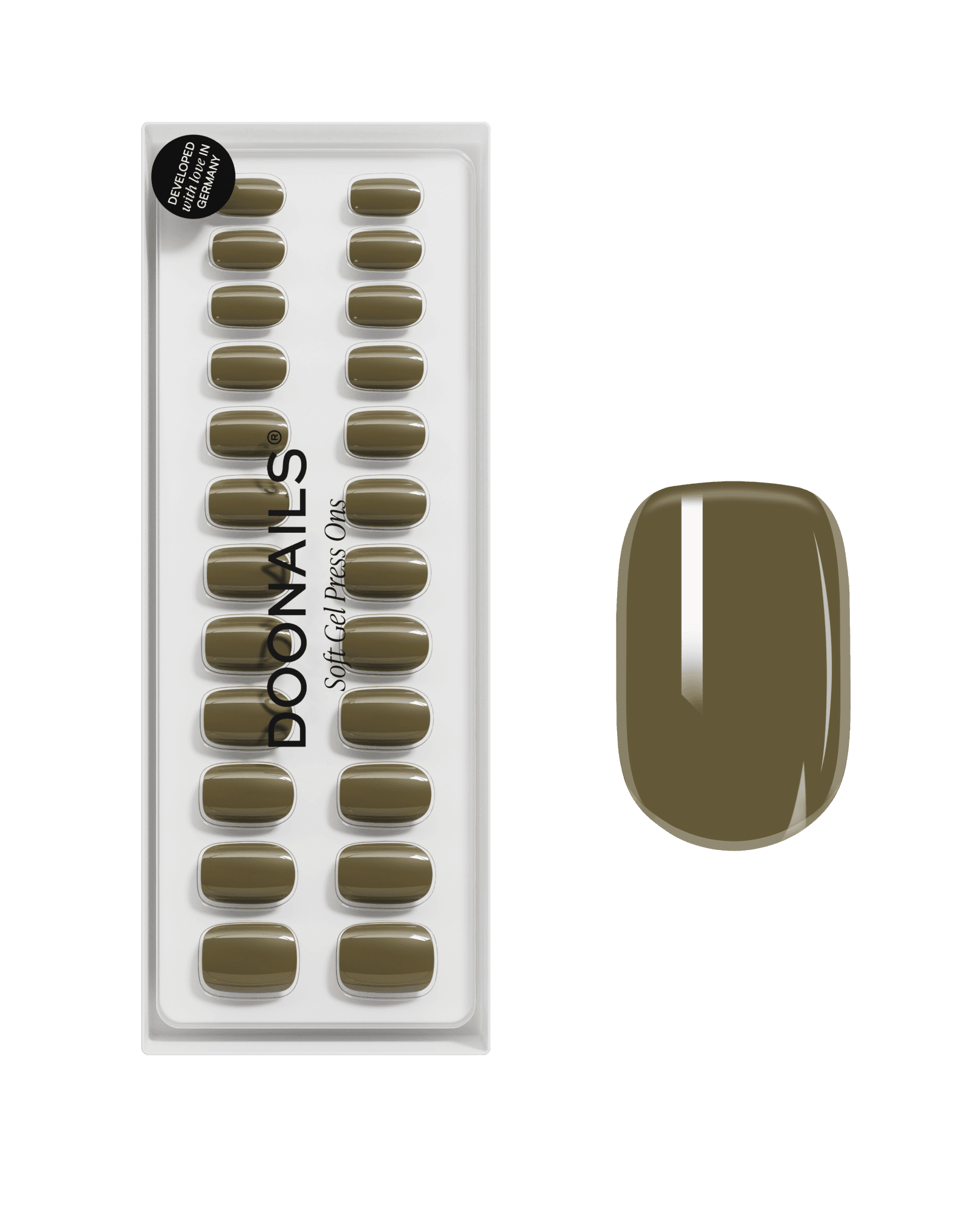 DOONAILS Soft Gel Press Ons Short Square Moss Green