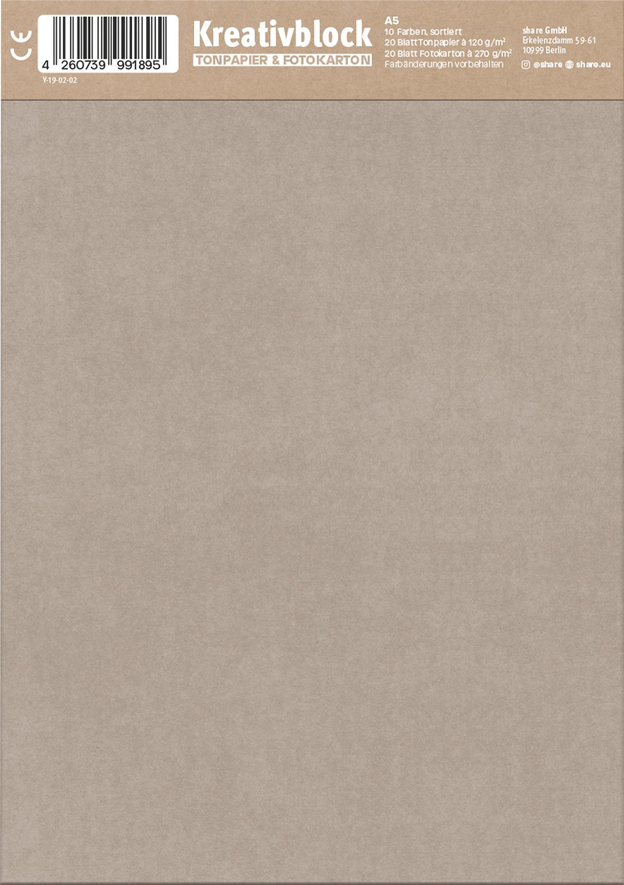 Produktbild SHARE Kreativblock A5 Tonpapier + Fotokarton 2 von 3