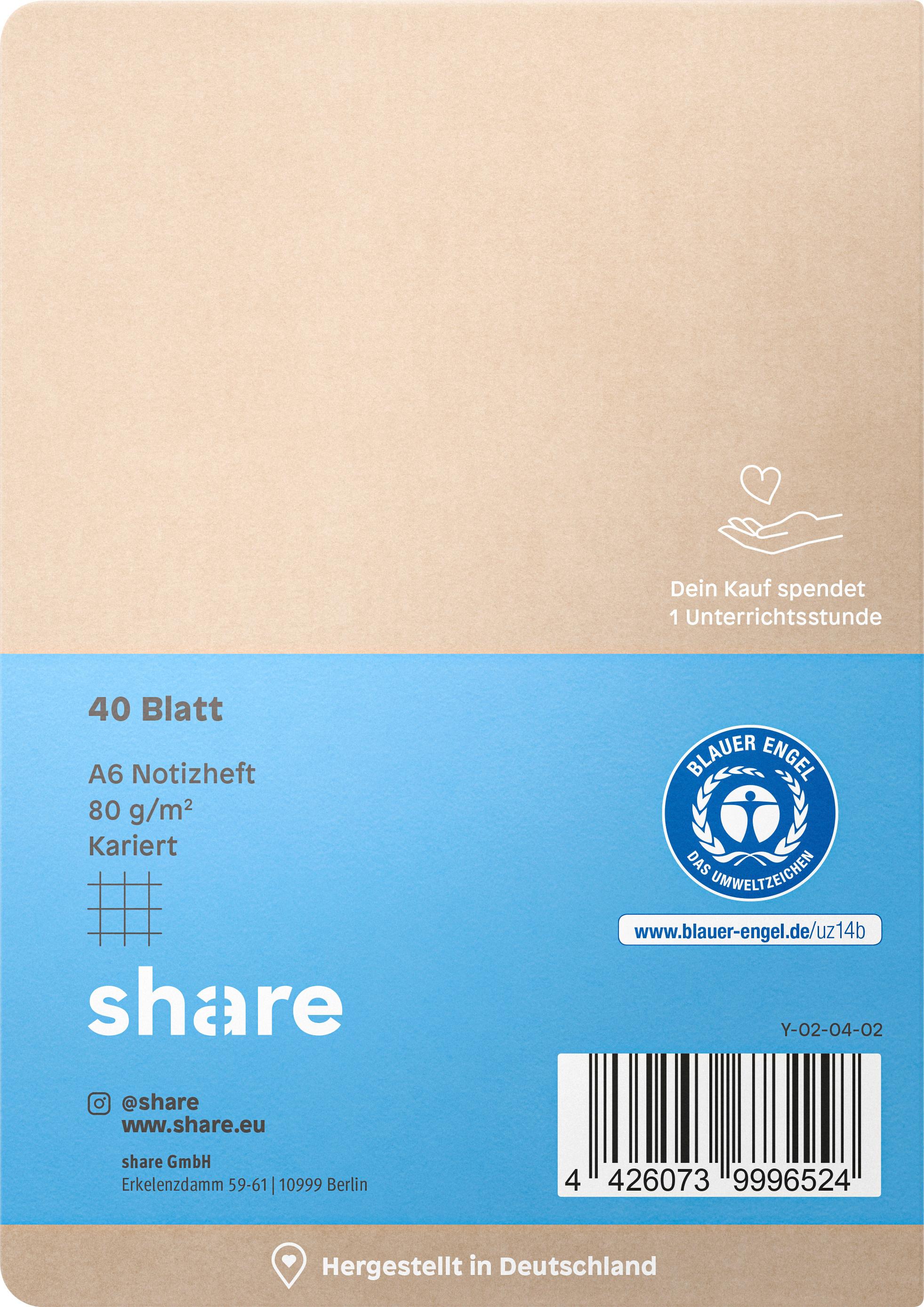 Produktbild SHARE Notizheft kariert A6 3 von 4
