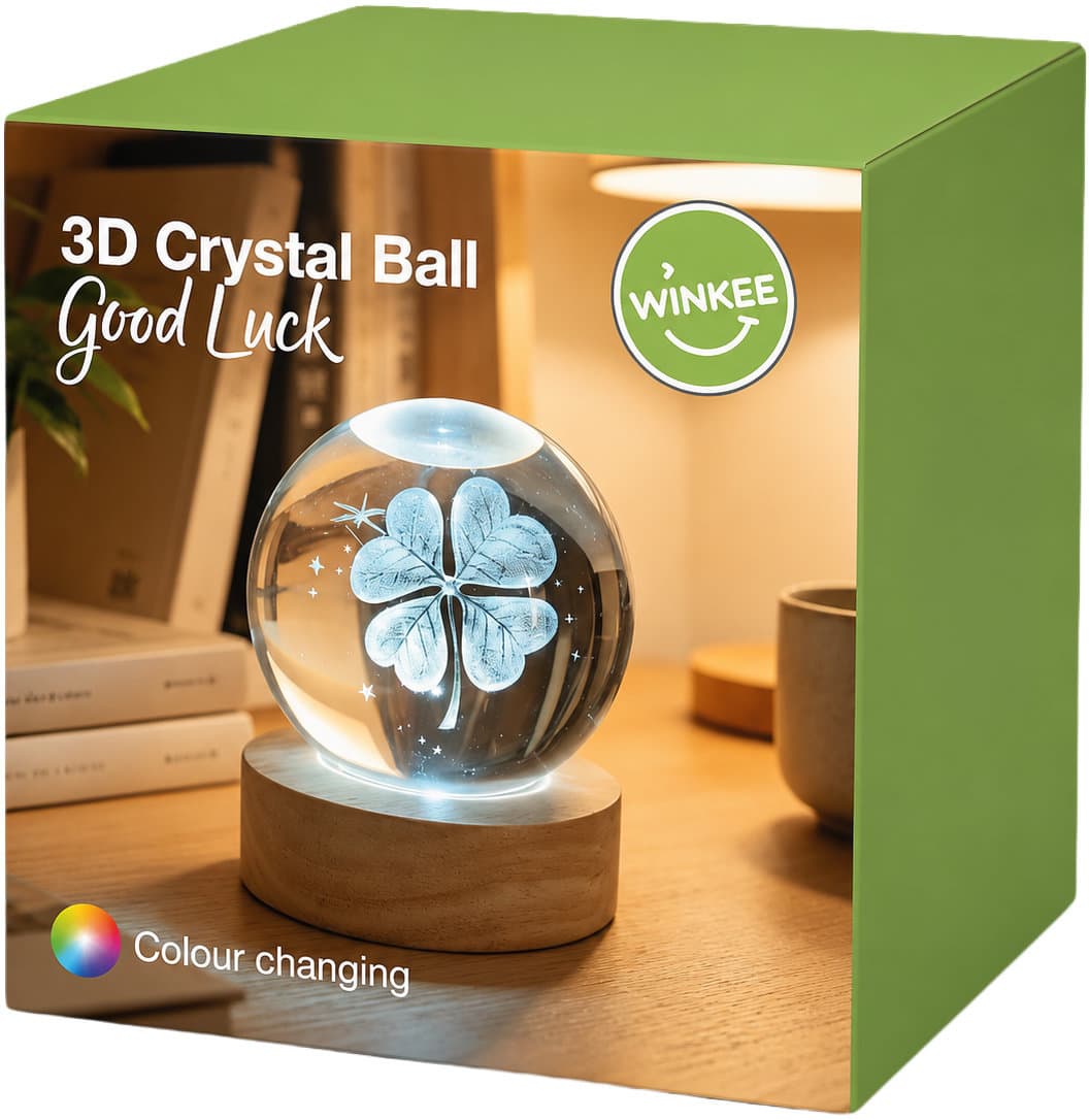 Winkee 3D Kristallkugel Kleeblatt