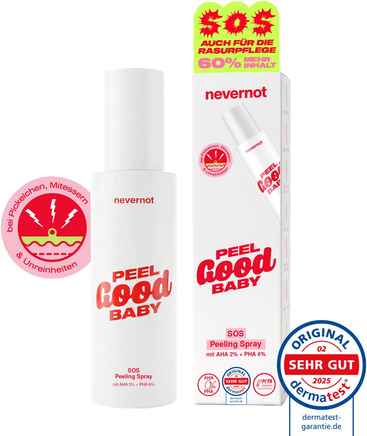 nevernot SOS Peeling Spray mit AHA & PHA
