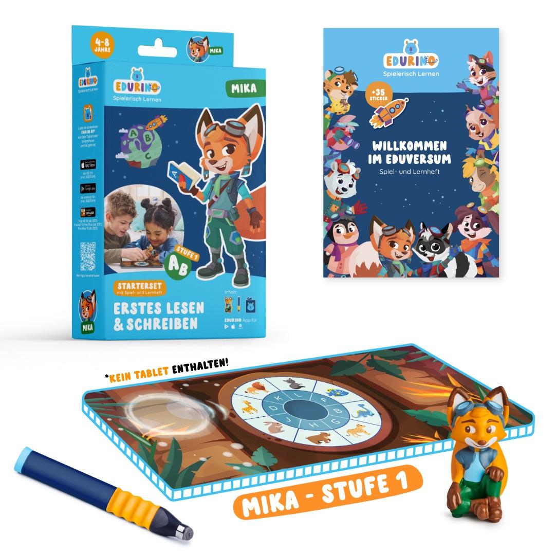 EDURINO Starterset Mika"Erstes Lesen&Schreiben ab 4"EXKLUSIV (inkl. Spiel- und Lernheft + dunkelblauer Stift)