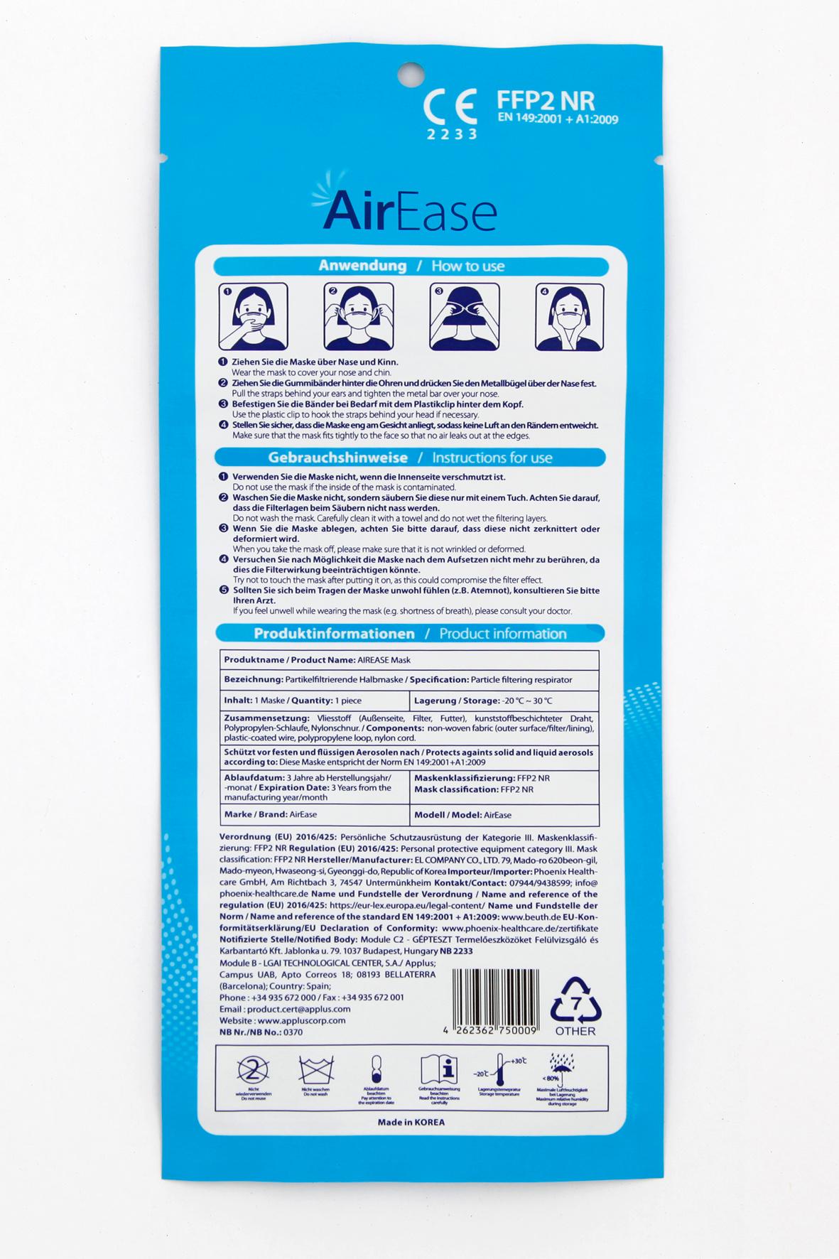 Produktbild AirEase Nanofilter-Maske FFP2 NR 2 von 9