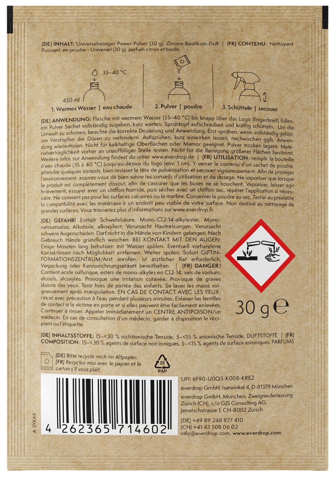 Produktbild everdrop Universalreiniger Power-Pulver Nachfüllsachet 2 von 2